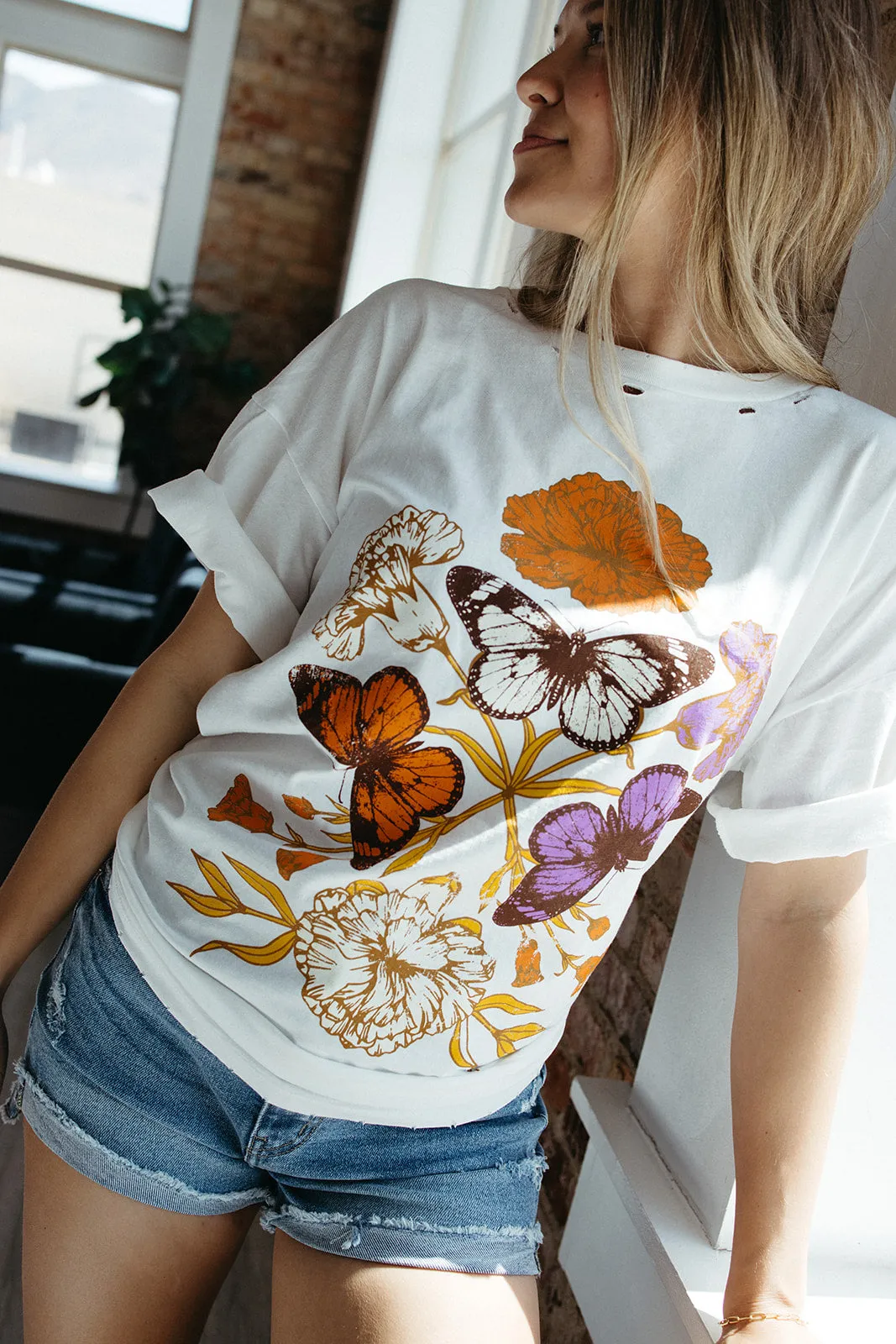 Butterfly Bloom Vintage Tee ThermalLining