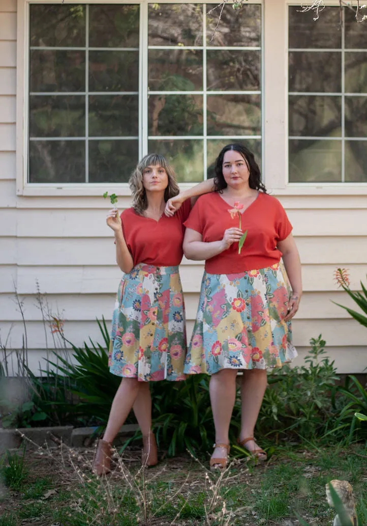 YarnDye Technique Dolman Top in Coral Challis
