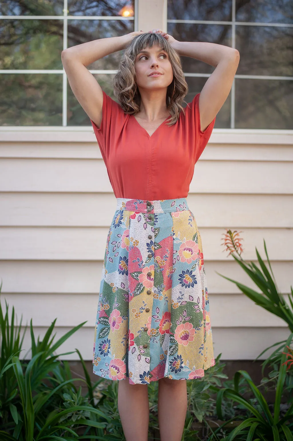 Chic Look Dolman Top in Coral Challis