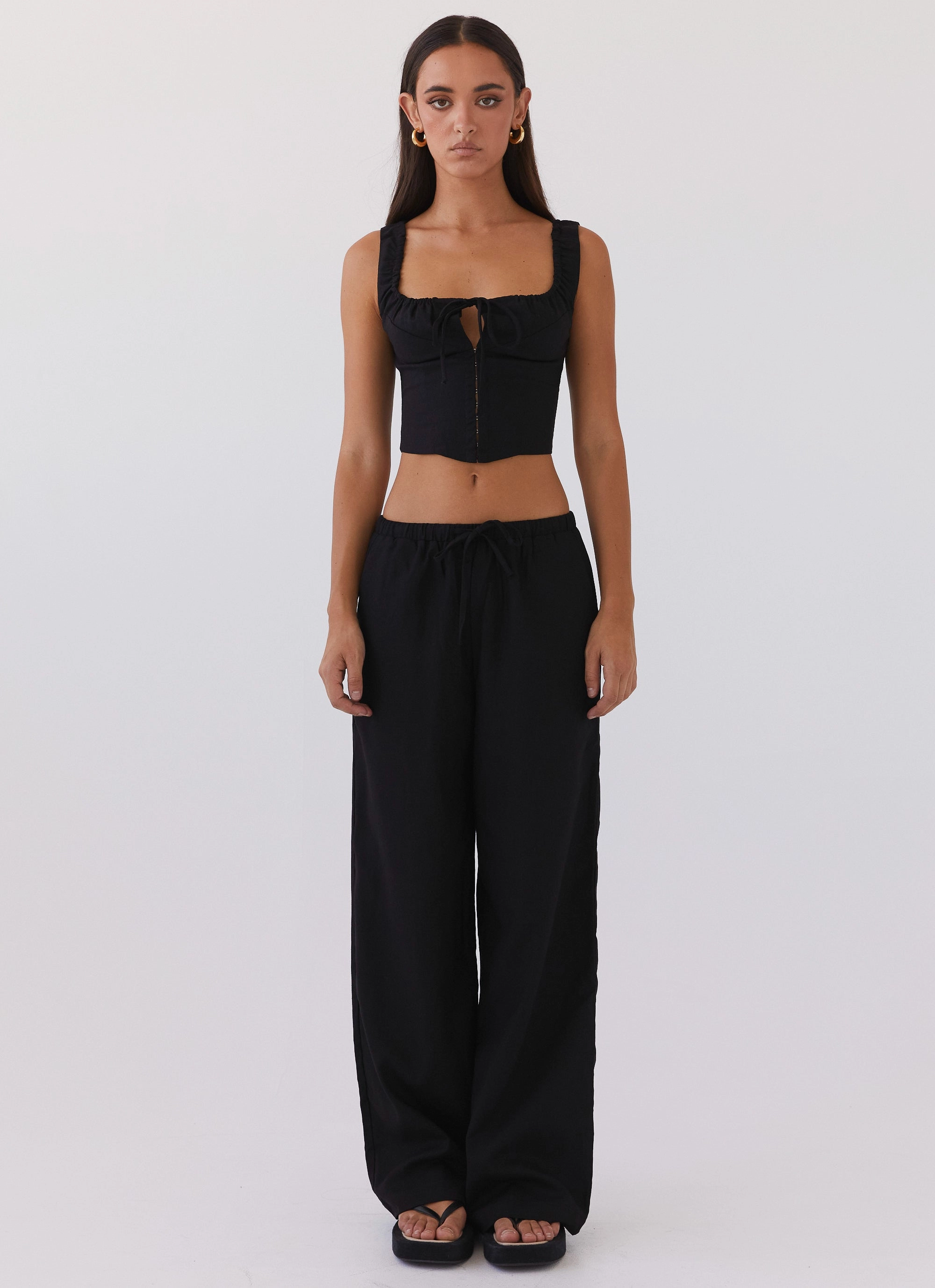 Fresh Face Linen Pants - Black Tangle Free Cuffs Tough Materials