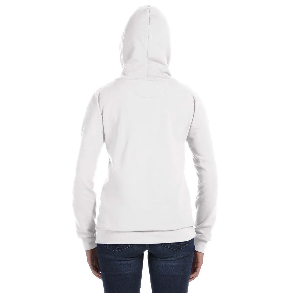 Anvil Women's White Full-Zip Hooded Fleece