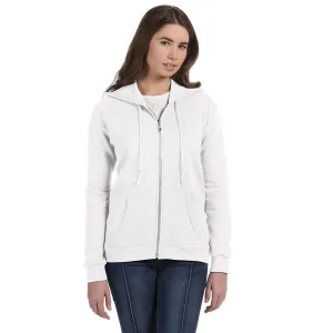 Anvil Women's White Full-Zip Hooded Fleece
