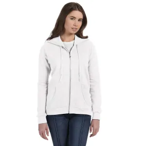 Anvil Women's White Full-Zip Hooded Fleece