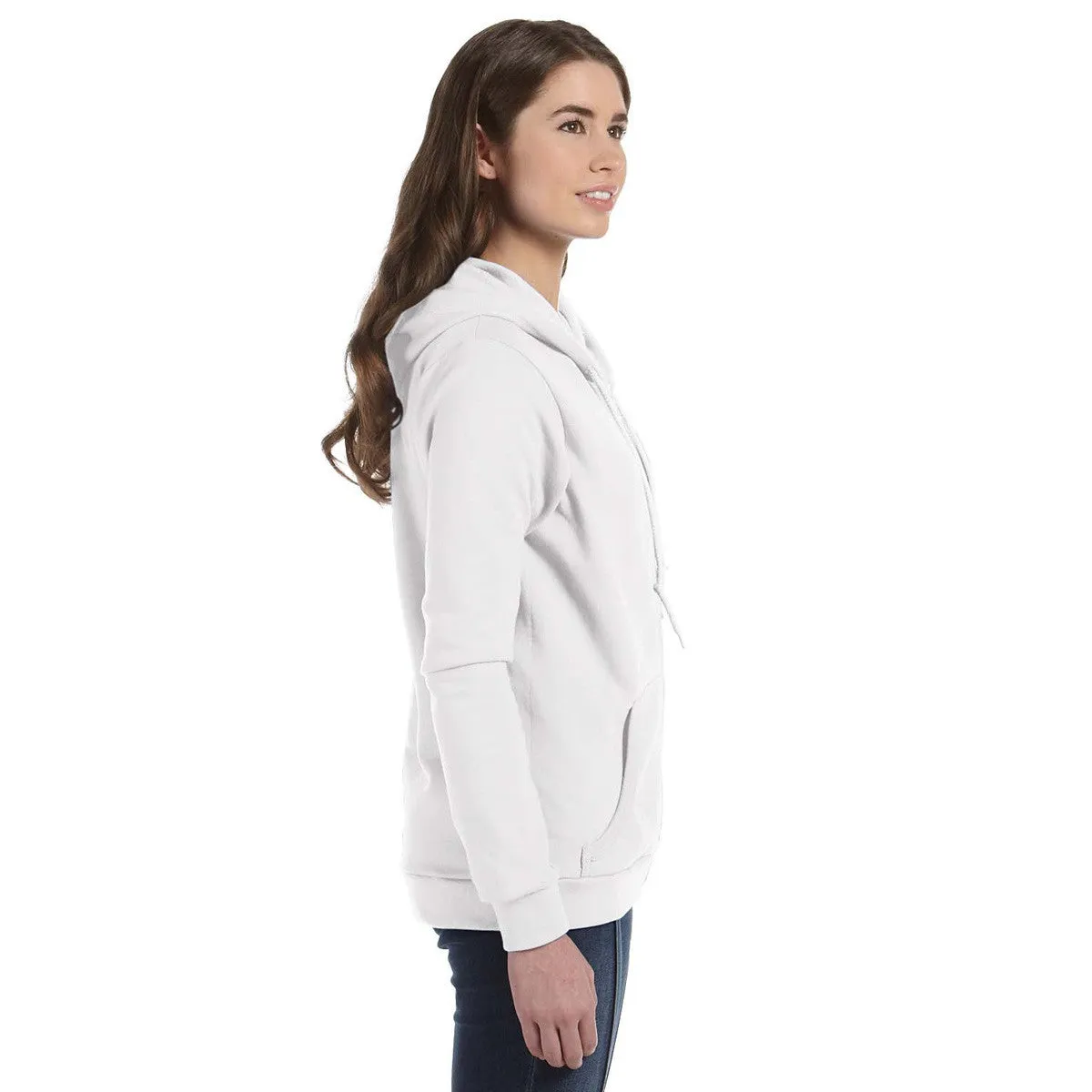 Anvil Women's White Full-Zip Hooded Fleece