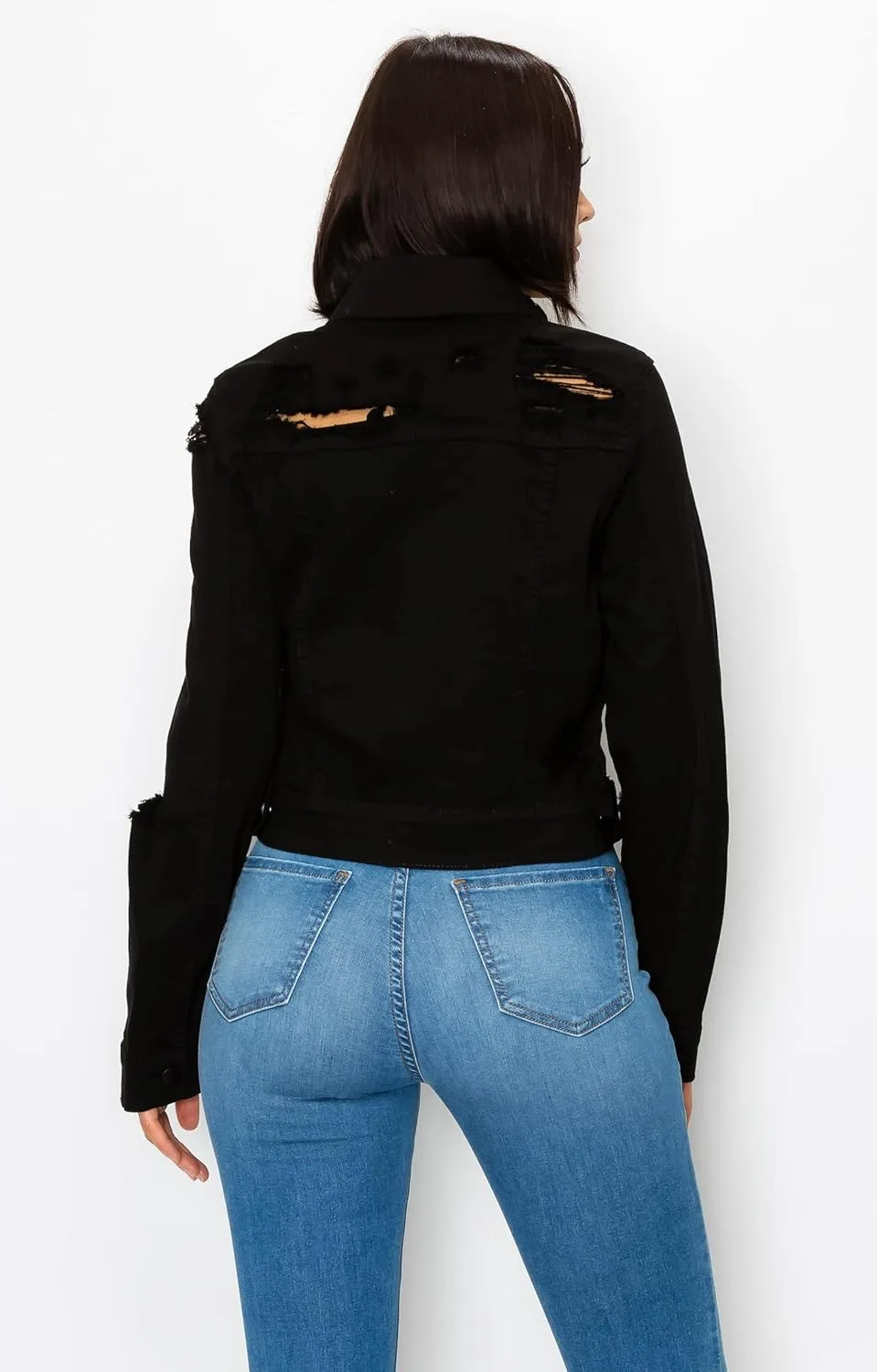 Aphrodite Denim Jacket for Women - Casual Fashion Stretch Button Down Stretch Trucker Jean Outwear