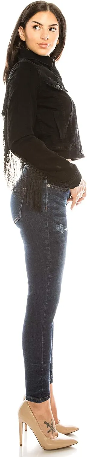Aphrodite Denim Jacket for Women - Casual Fashion Stretch Button Down Stretch Trucker Jean Outwear