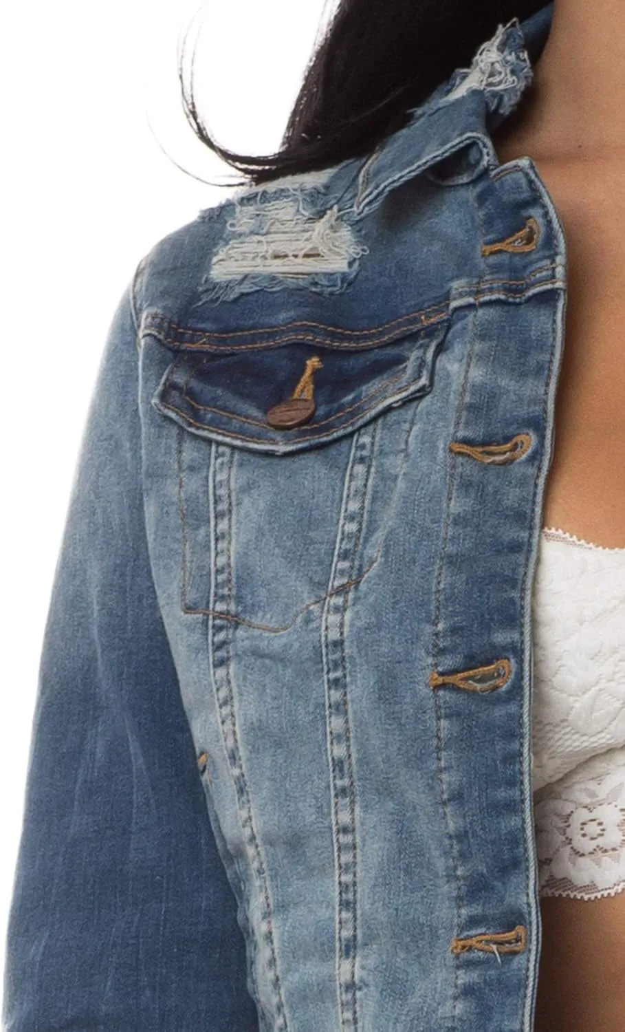 Aphrodite Denim Jacket for Women - Casual Fashion Stretch Button Down Stretch Trucker Jean Outwear