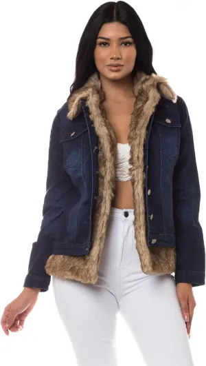 Aphrodite Denim Jacket for Women - Casual Fashion Stretch Button Down Stretch Trucker Jean Outwear