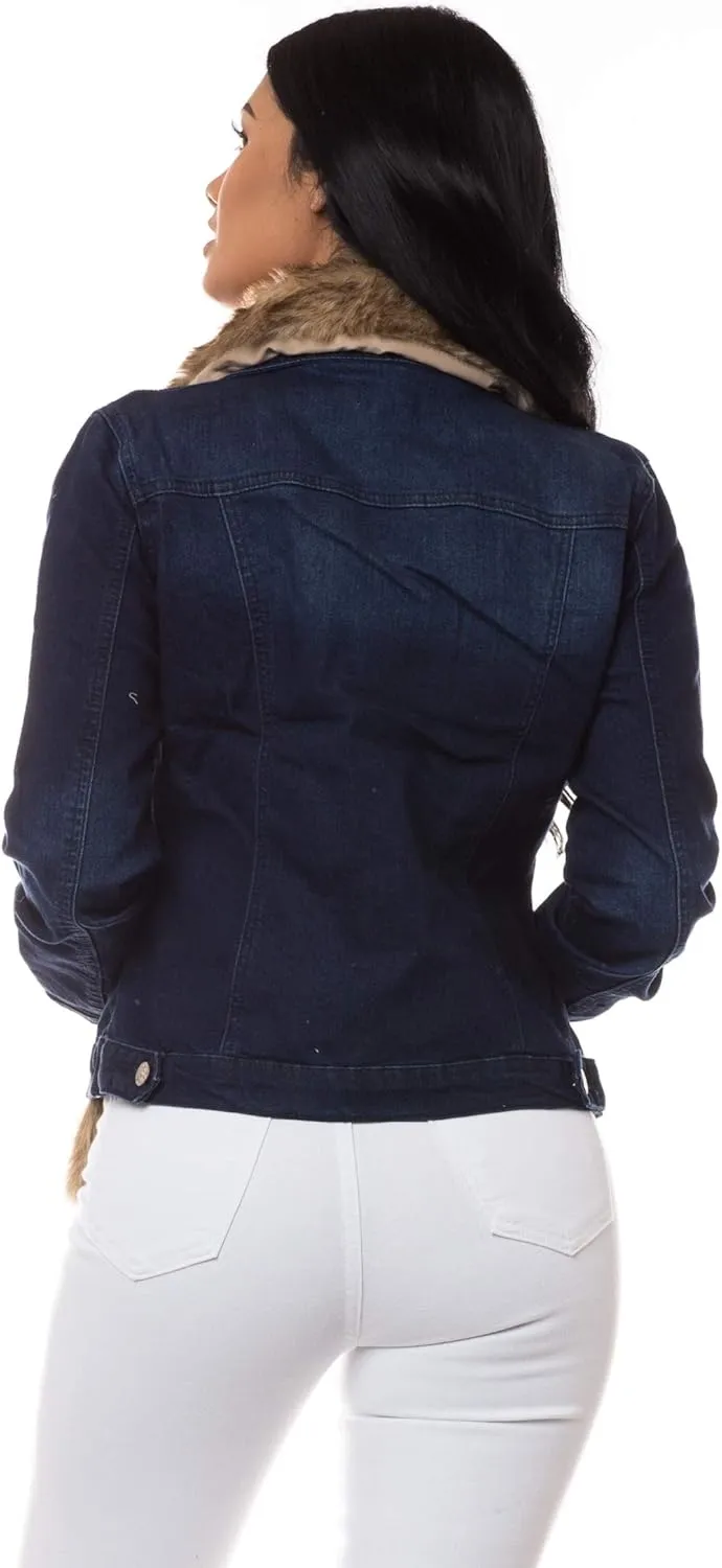 Aphrodite Denim Jacket for Women - Casual Fashion Stretch Button Down Stretch Trucker Jean Outwear