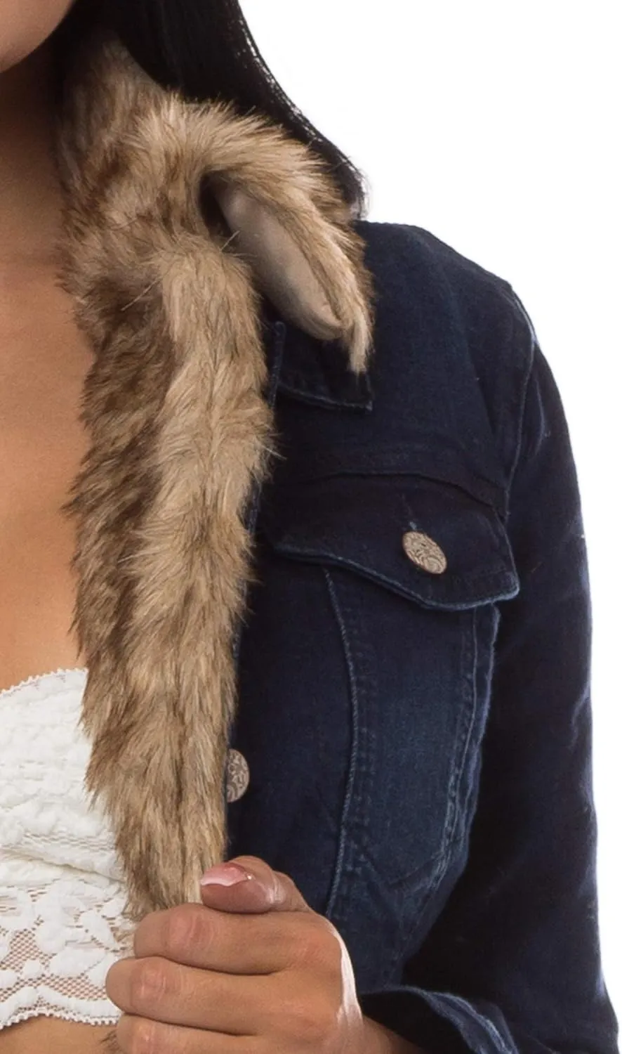 Aphrodite Denim Jacket for Women - Casual Fashion Stretch Button Down Stretch Trucker Jean Outwear