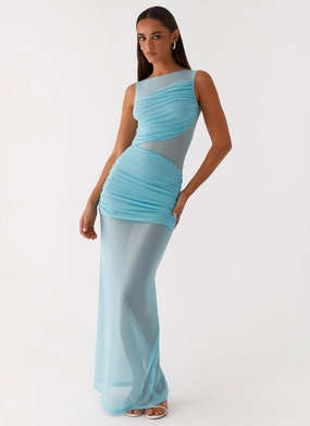 Lightweight and Breezy Cotton-Blend Apollo Maxi Dress - Aqua