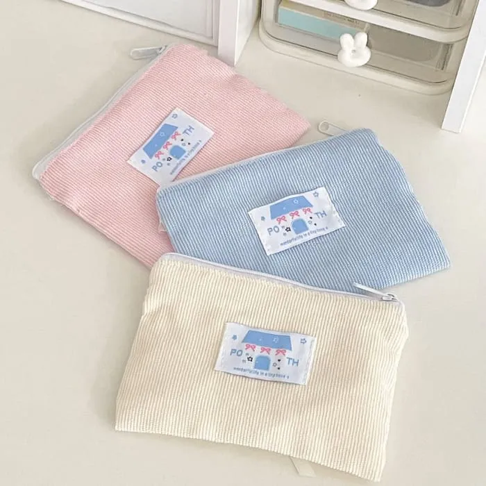 Applique Corduroy Coin Purse