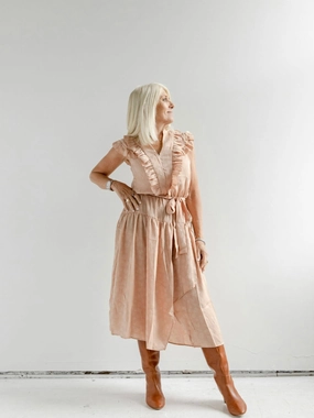 Office Glam Wide Hemline Apricot Daydream Dress