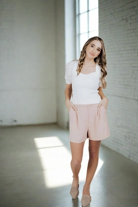 Apricot Dunes Front Pleated Shorts Parka