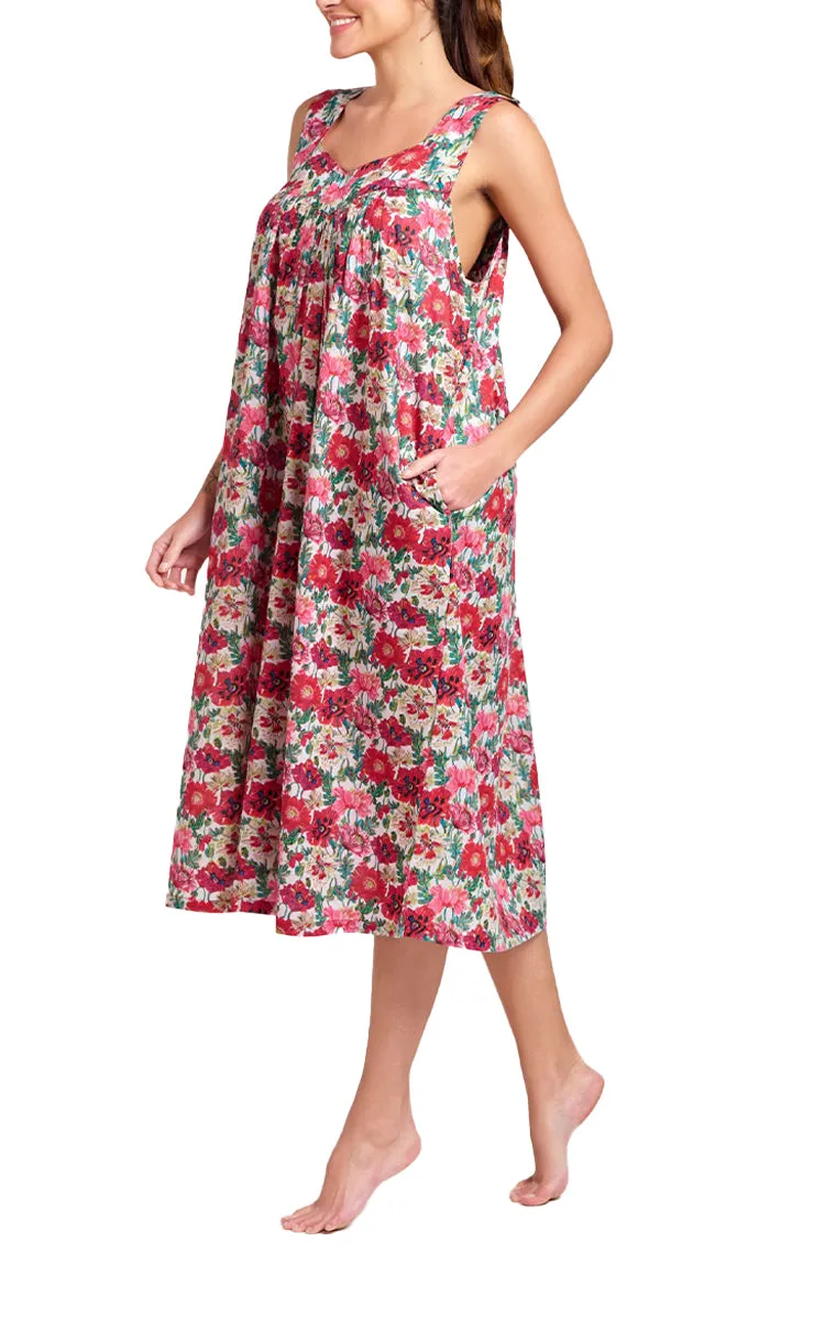 Arabella 100% Cotton Robe and Matching Lily Nightie Set in in Red Vibrant Floral MD-411F4 and MD-75F4