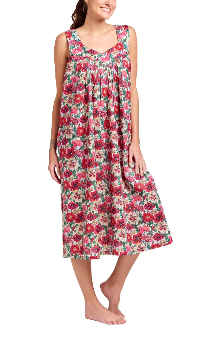 Arabella 100% Cotton Robe and Matching Lily Nightie Set in in Red Vibrant Floral MD-411F4 and MD-75F4
