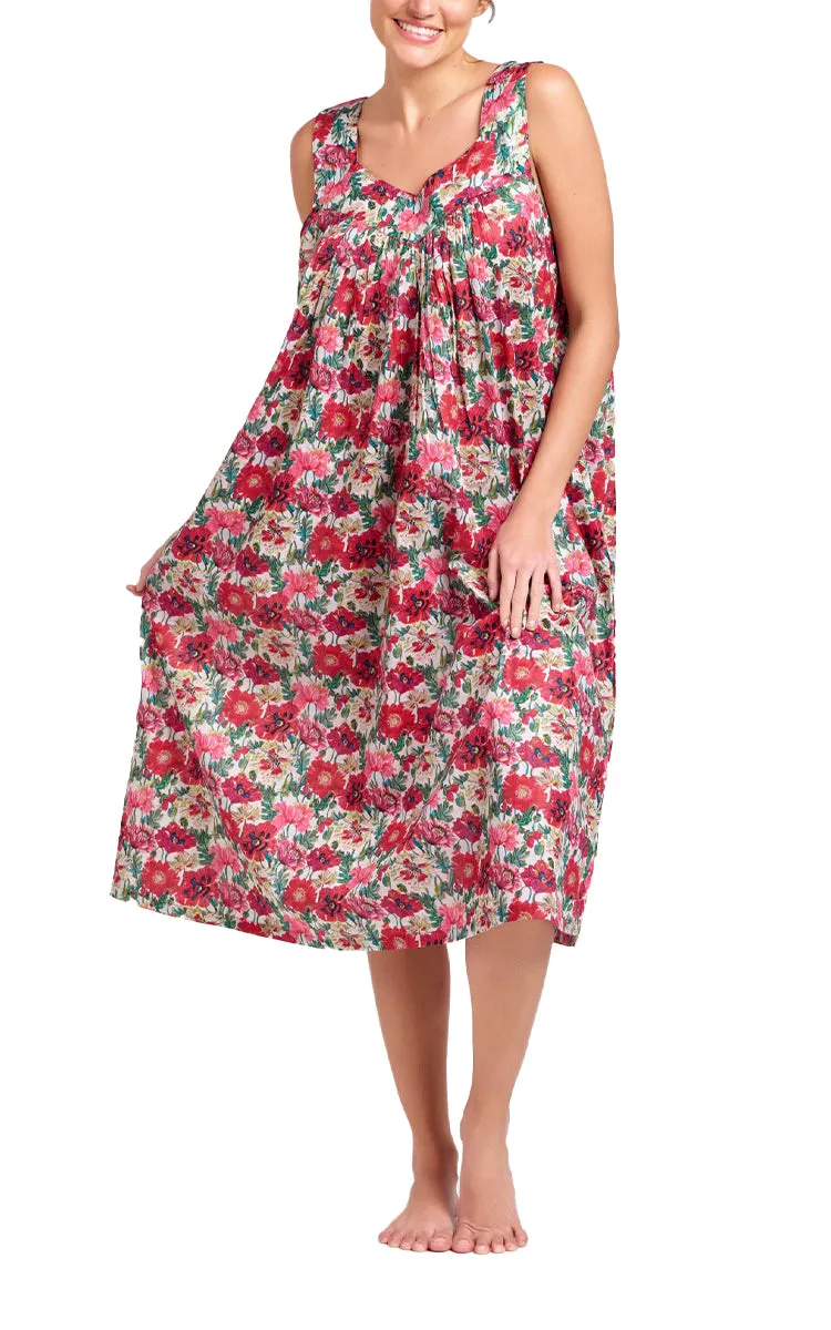Arabella 100% Cotton Robe and Matching Lily Nightie Set in in Red Vibrant Floral MD-411F4 and MD-75F4