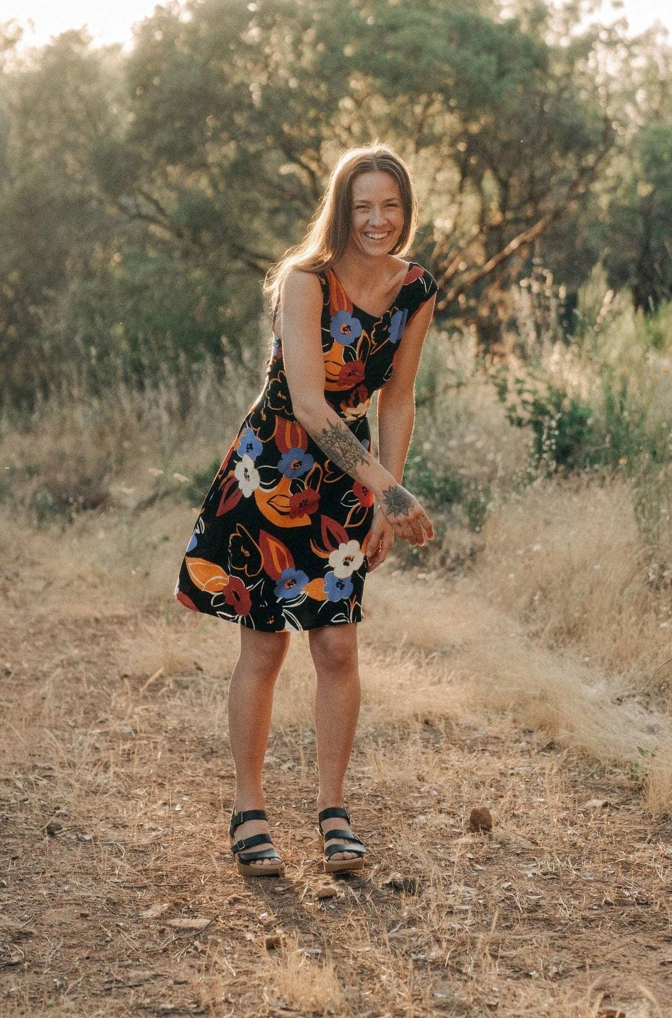 Archie Dress in Abstract Floral PlushLining Street Elegance