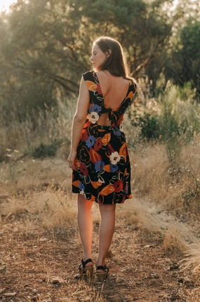 Archie Dress in Abstract Floral Quick Match