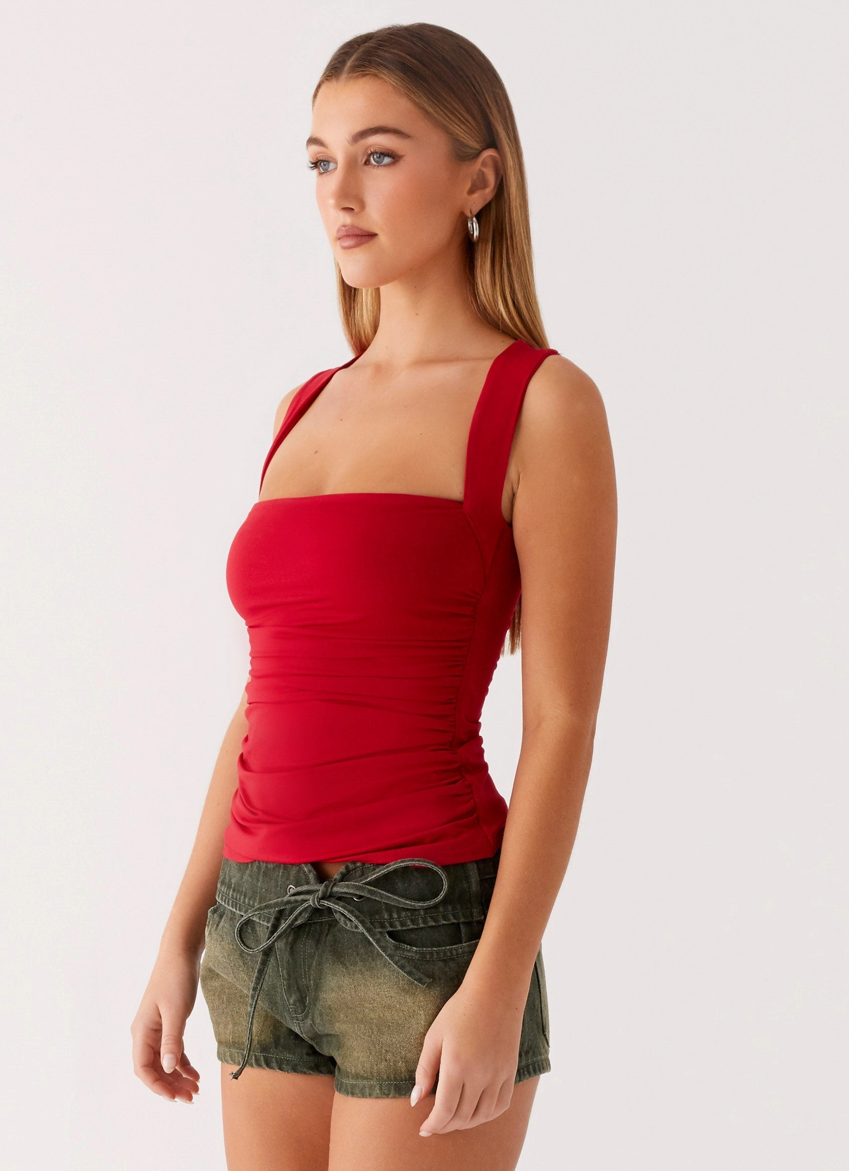 Heather Effect Finish Aria Top - Merlot Red
