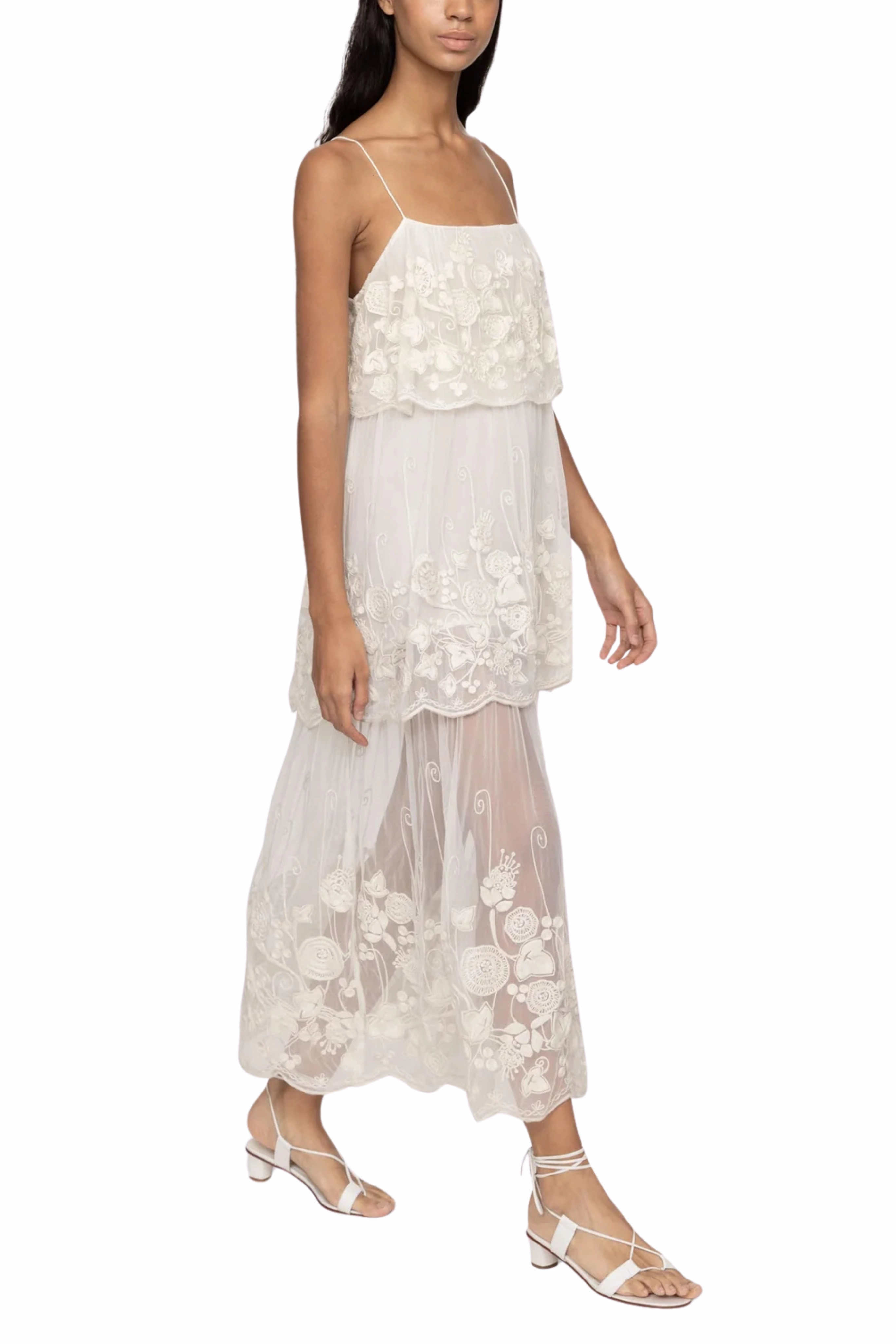 Movement Feel Arielle Lace Tank Tiered Midi Dress