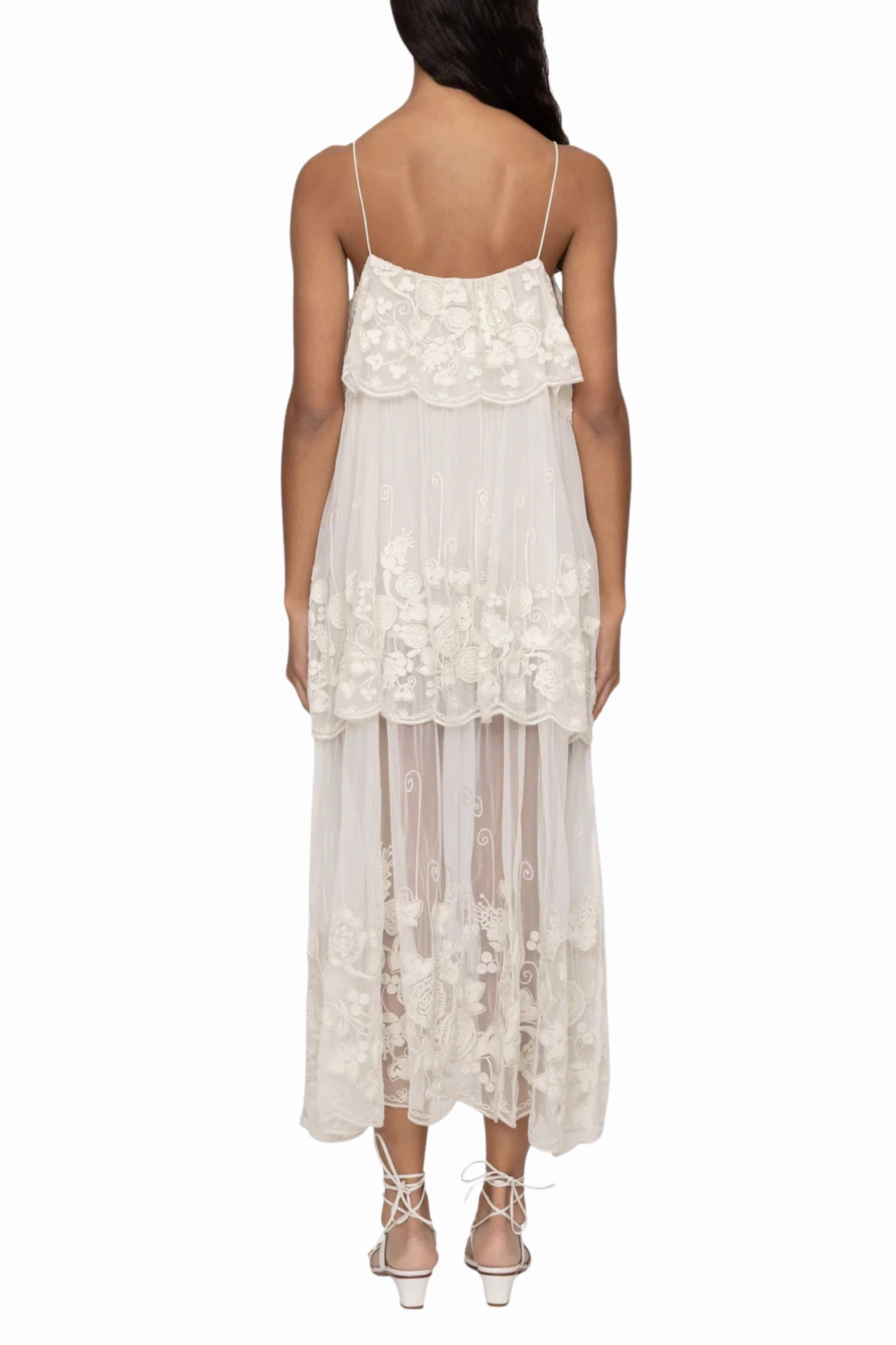 Arielle Lace Tank Tiered Midi Dress Bright Accent Soft Harmony
