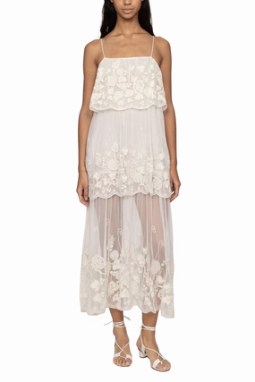 Arielle Lace Tank Tiered Midi Dress Rose Soft Breathable Comfort Wear