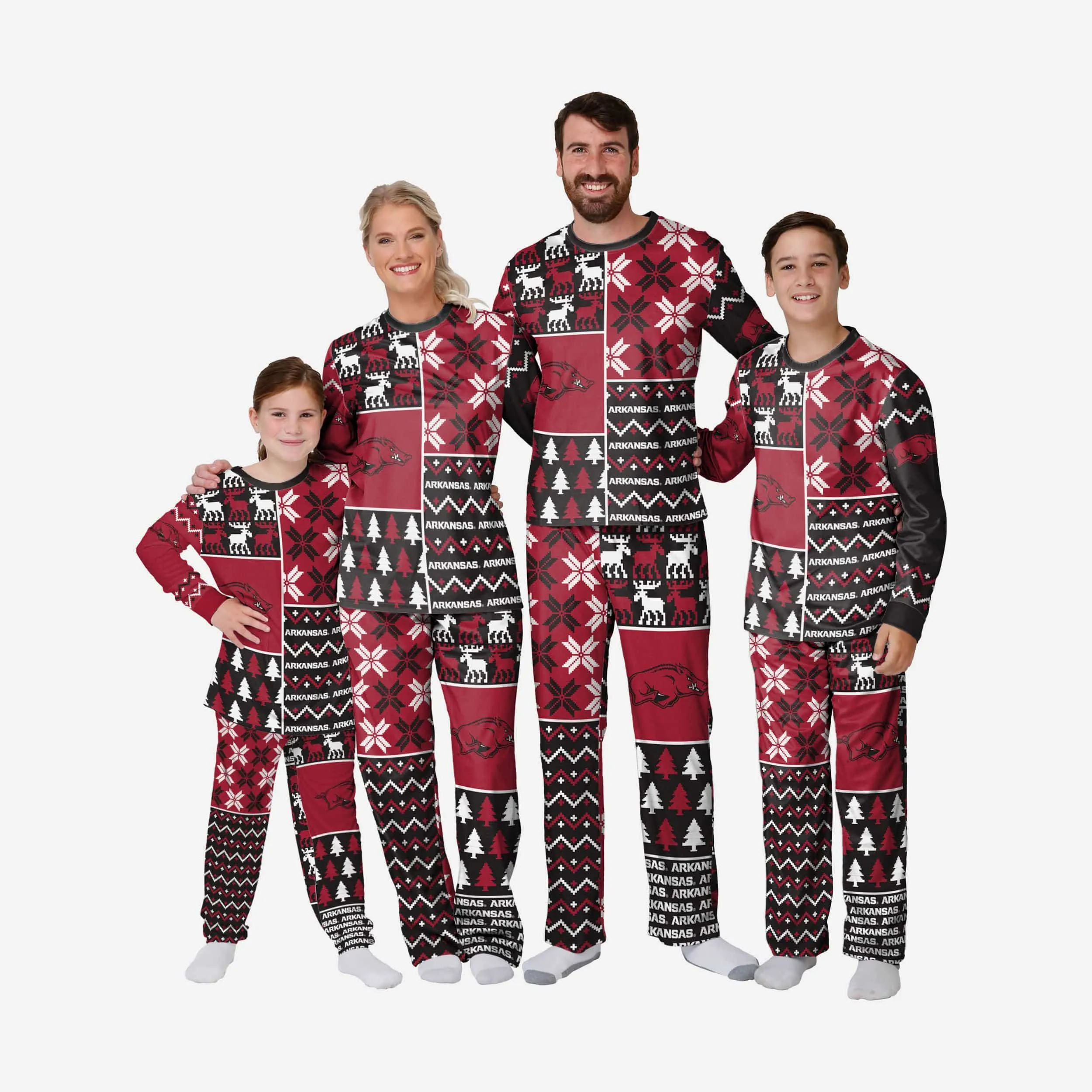 Arkansas Razorbacks Youth Busy Block Family Holiday Pajamas