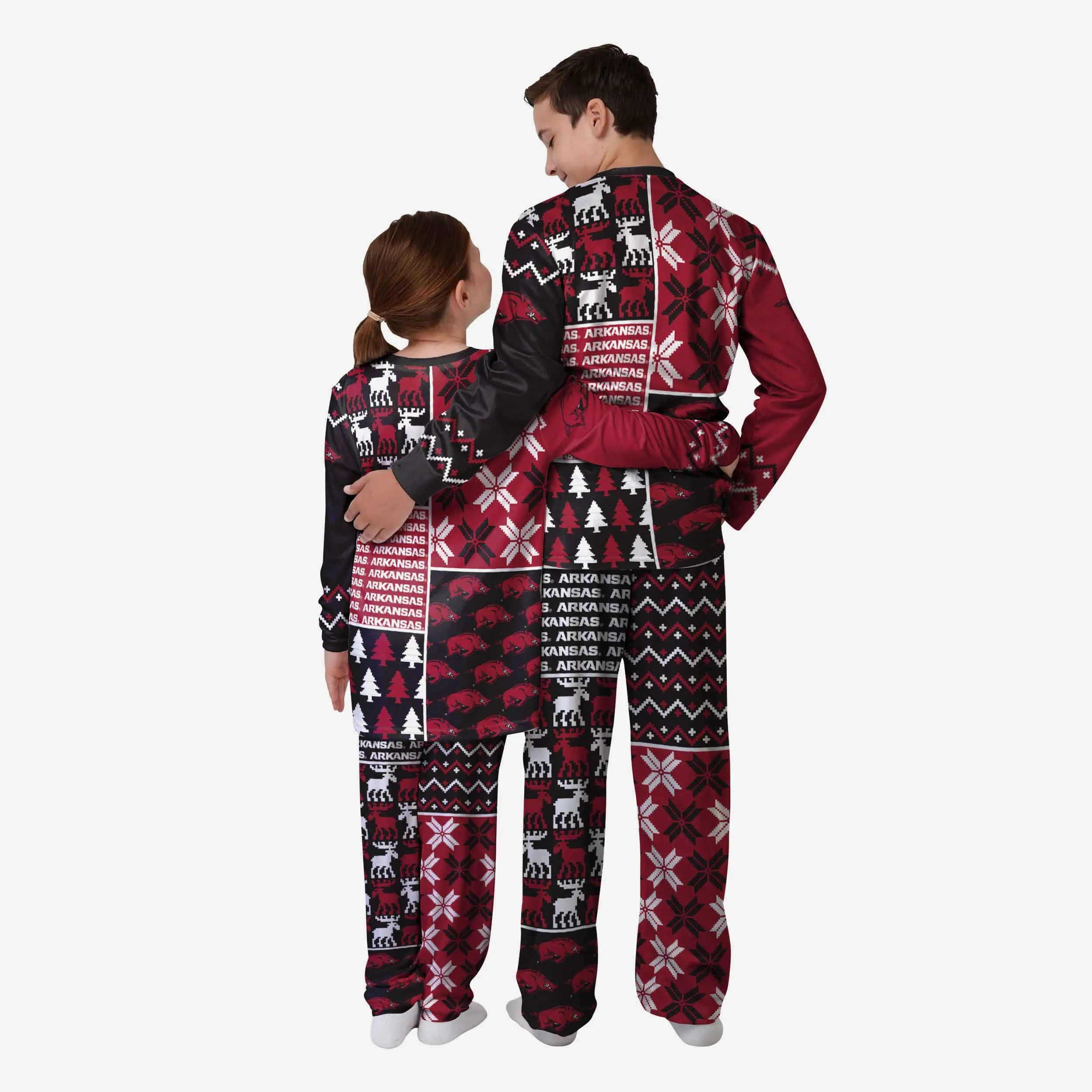 Arkansas Razorbacks Youth Busy Block Family Holiday Pajamas