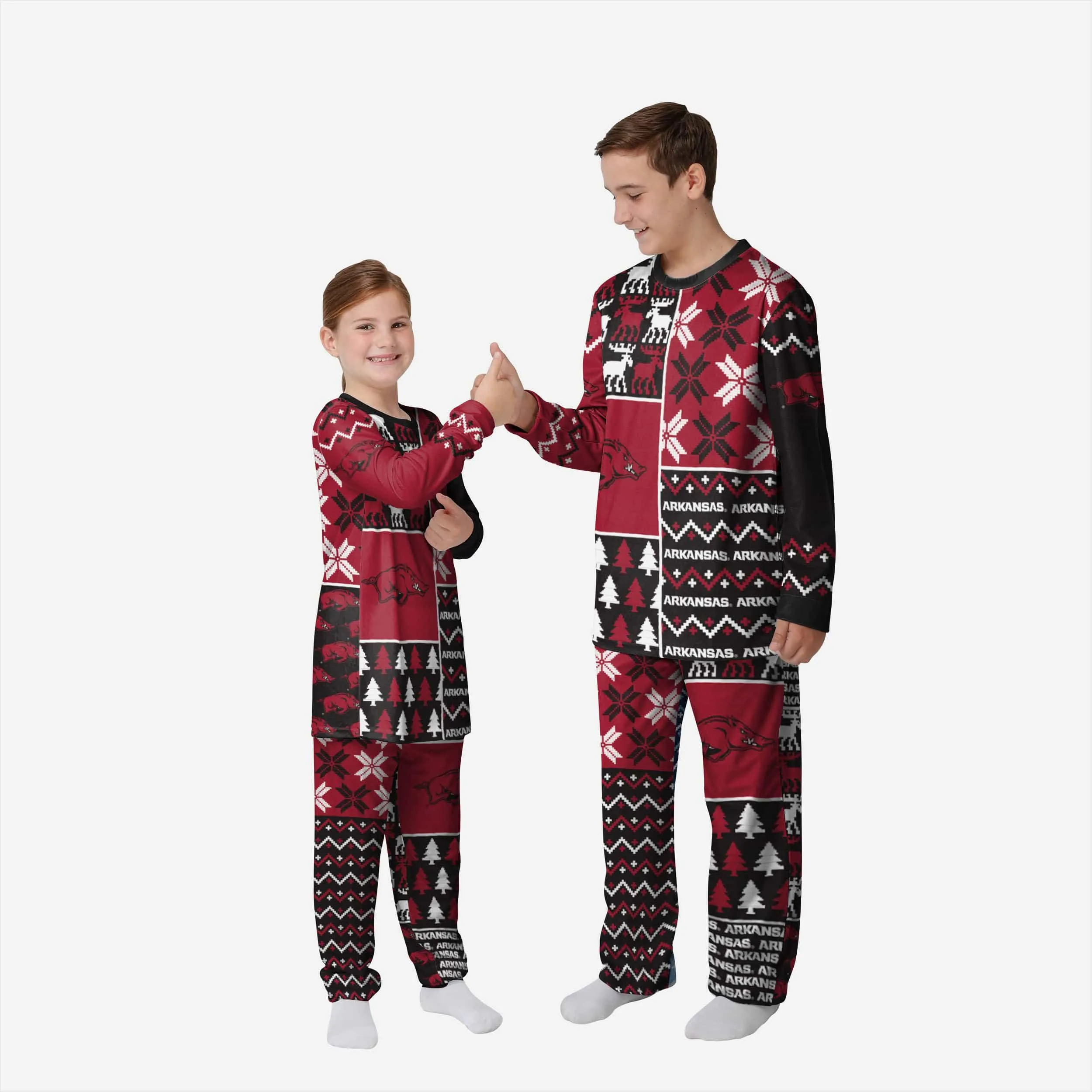Arkansas Razorbacks Youth Busy Block Family Holiday Pajamas