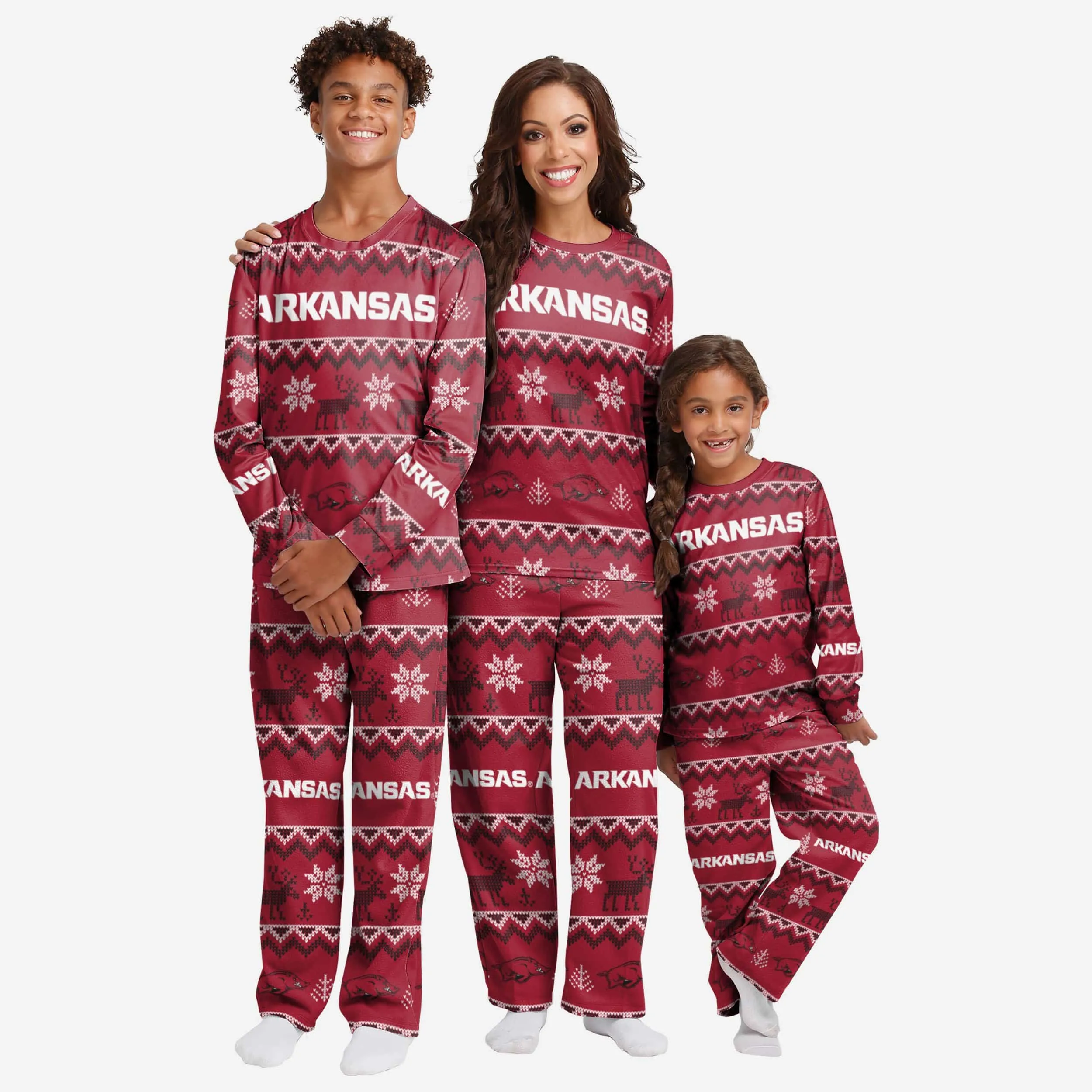Arkansas Razorbacks Youth Ugly Pattern Family Holiday Pajamas