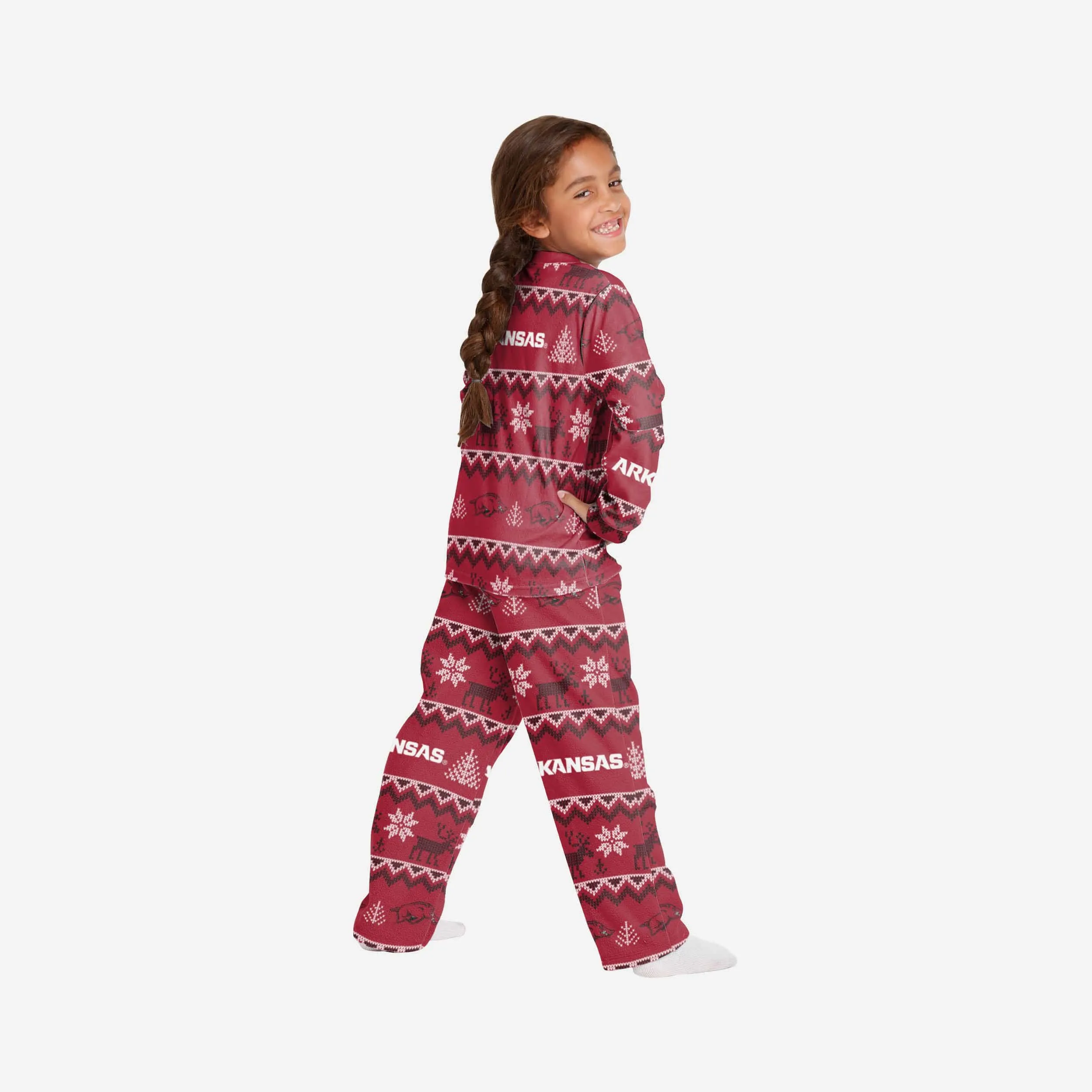 Arkansas Razorbacks Youth Ugly Pattern Family Holiday Pajamas