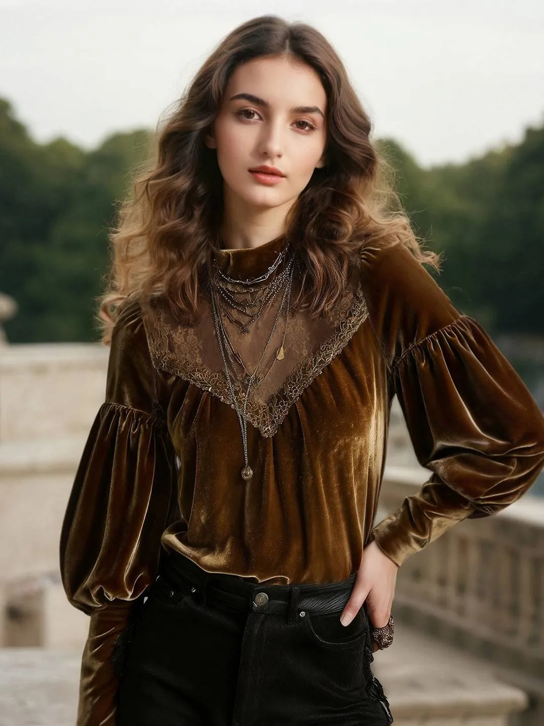 Wool Sweater Arleth Retro Round Neck Blouse