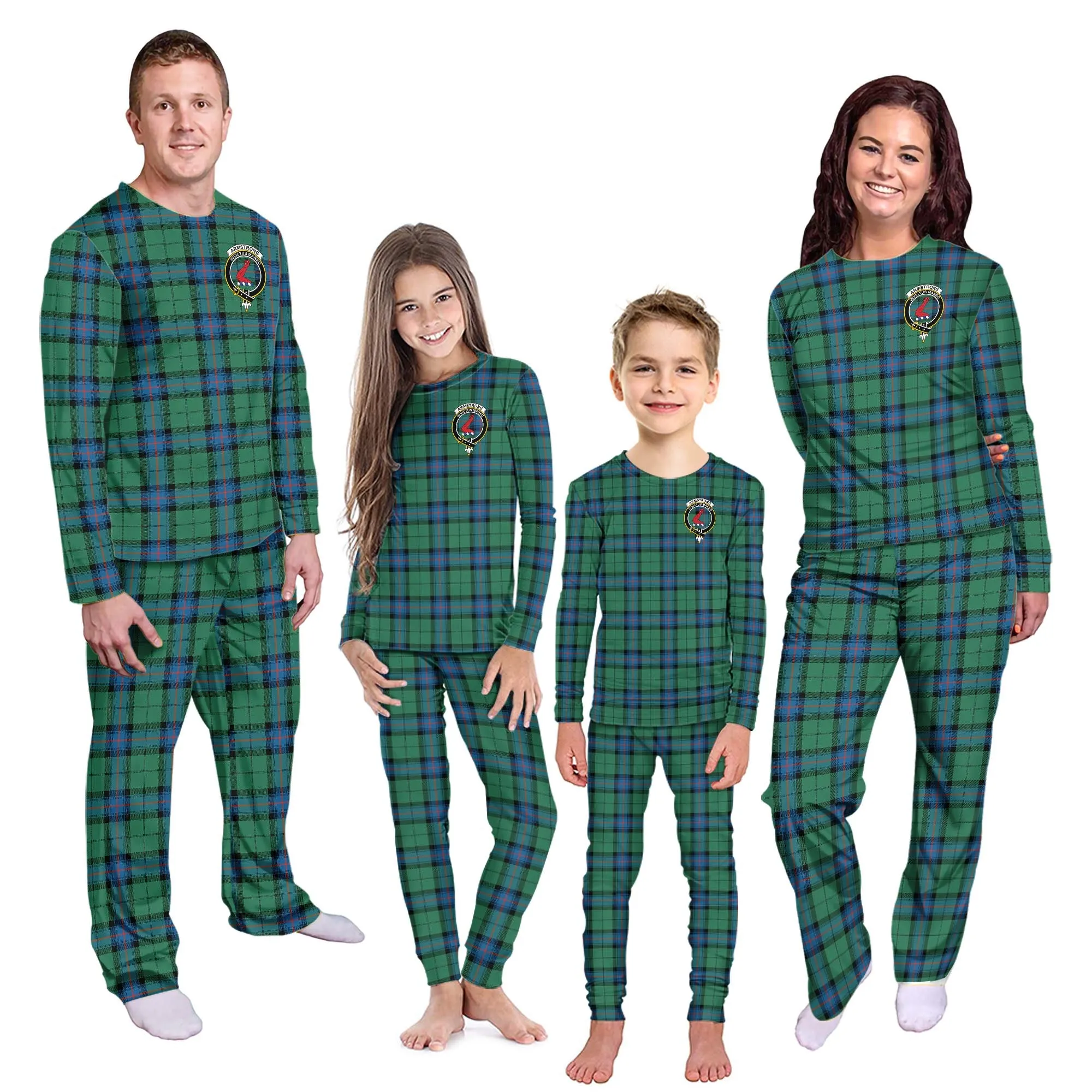 Armstrong Ancient Tartan Pajamas Family Set with Family Crest