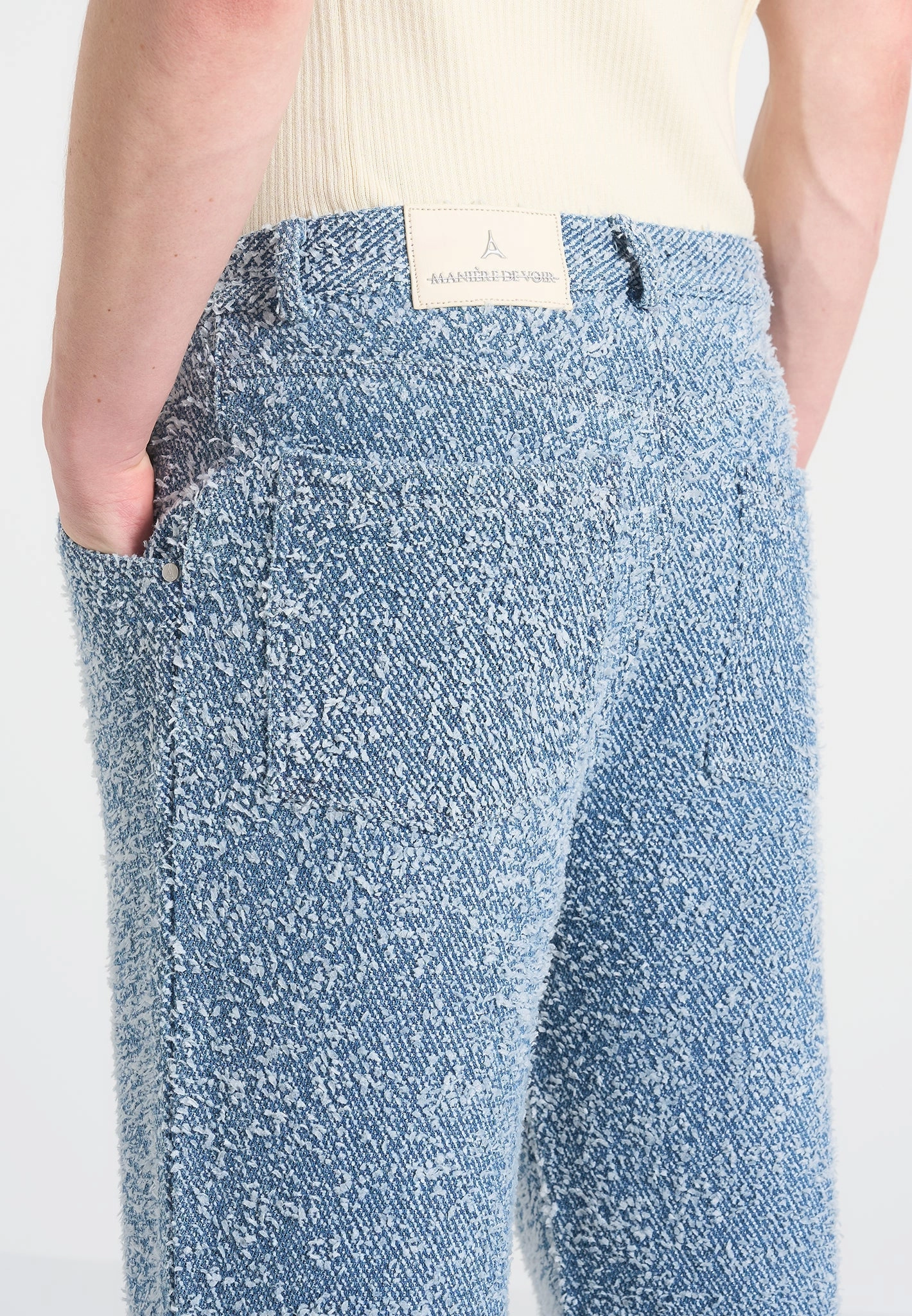 Casual Cool Morning Stroll Evening Stroll Trend Setter Arnault - Boucle Pleated Jeans - Blue