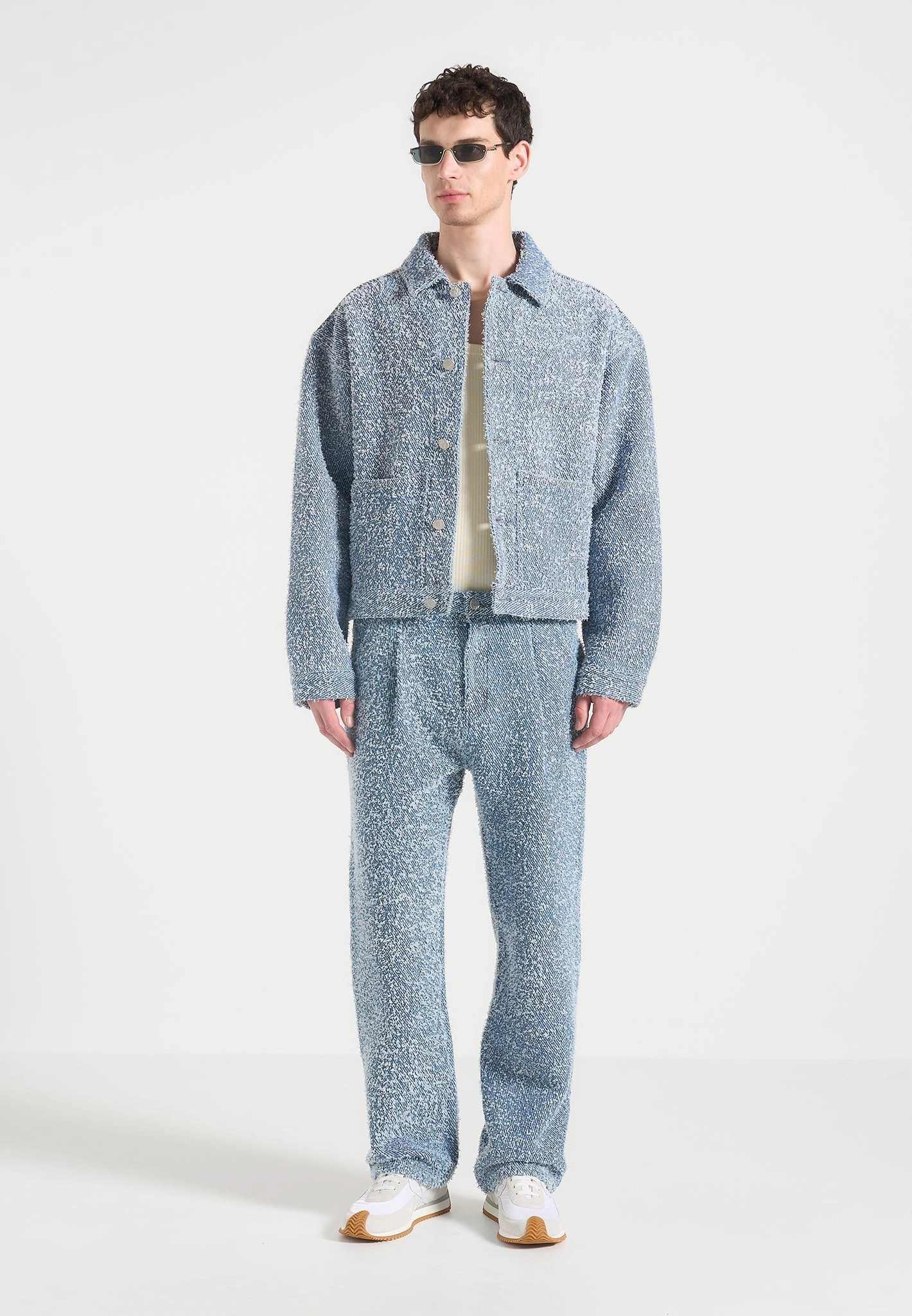 Slim Smooth Relaxed Basics Arnault - Boucle Pleated Jeans - Blue