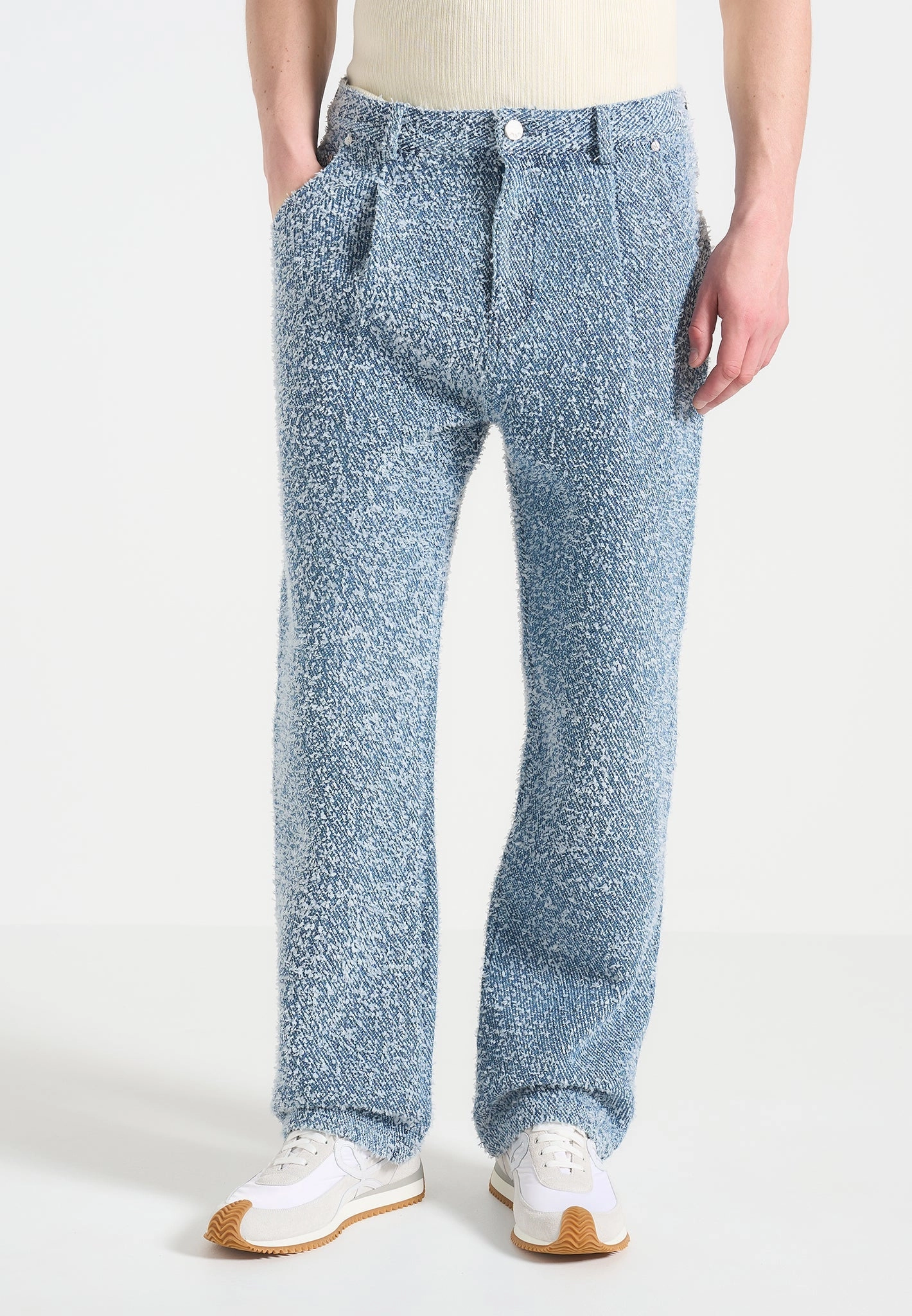 Arnault - Boucle Pleated Jeans - Blue Youth Style Student Outfit Low Maintenance