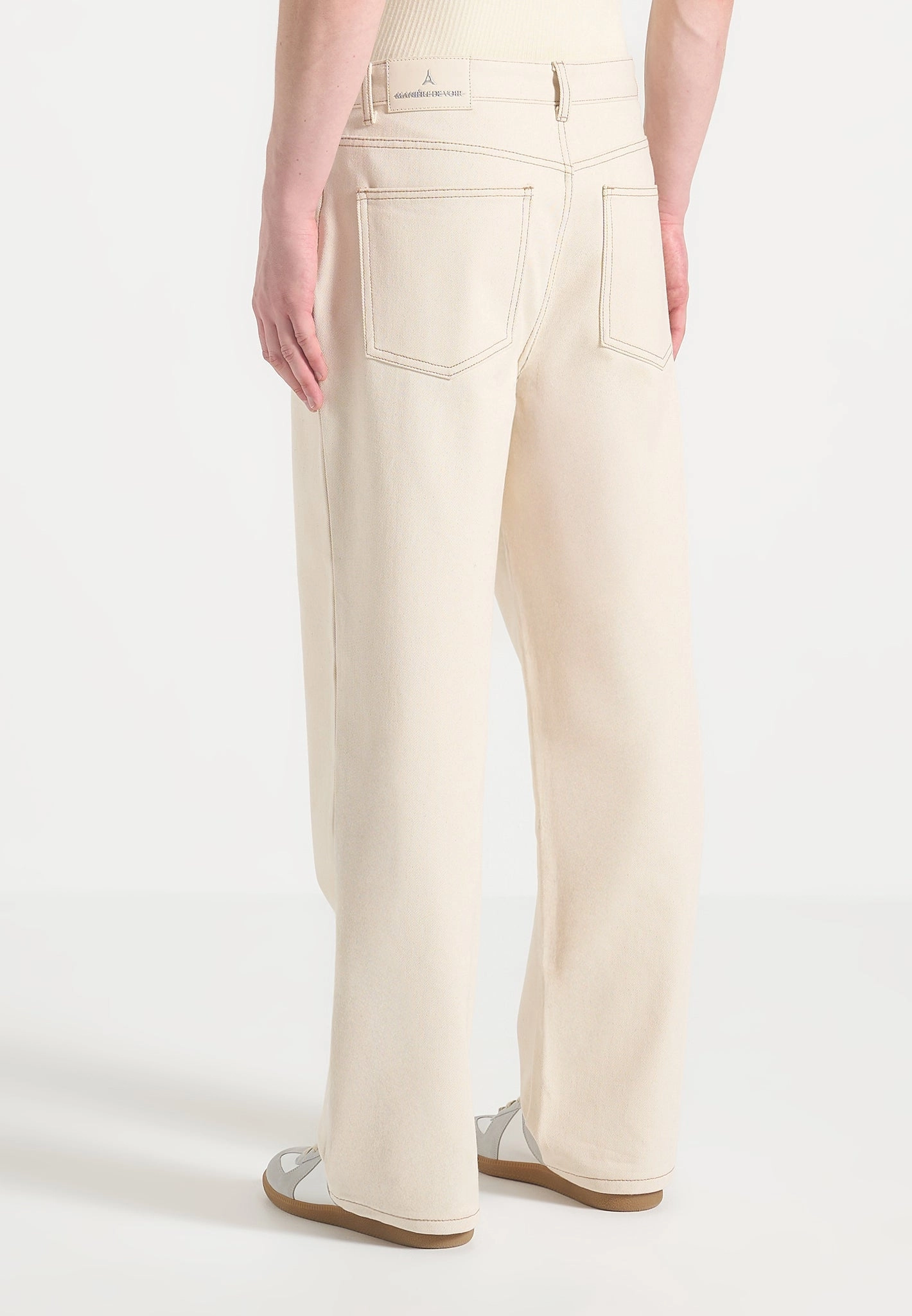 Arnault - Pleated Denim Jeans - Cream Spring Mood Smooth Work Meeting