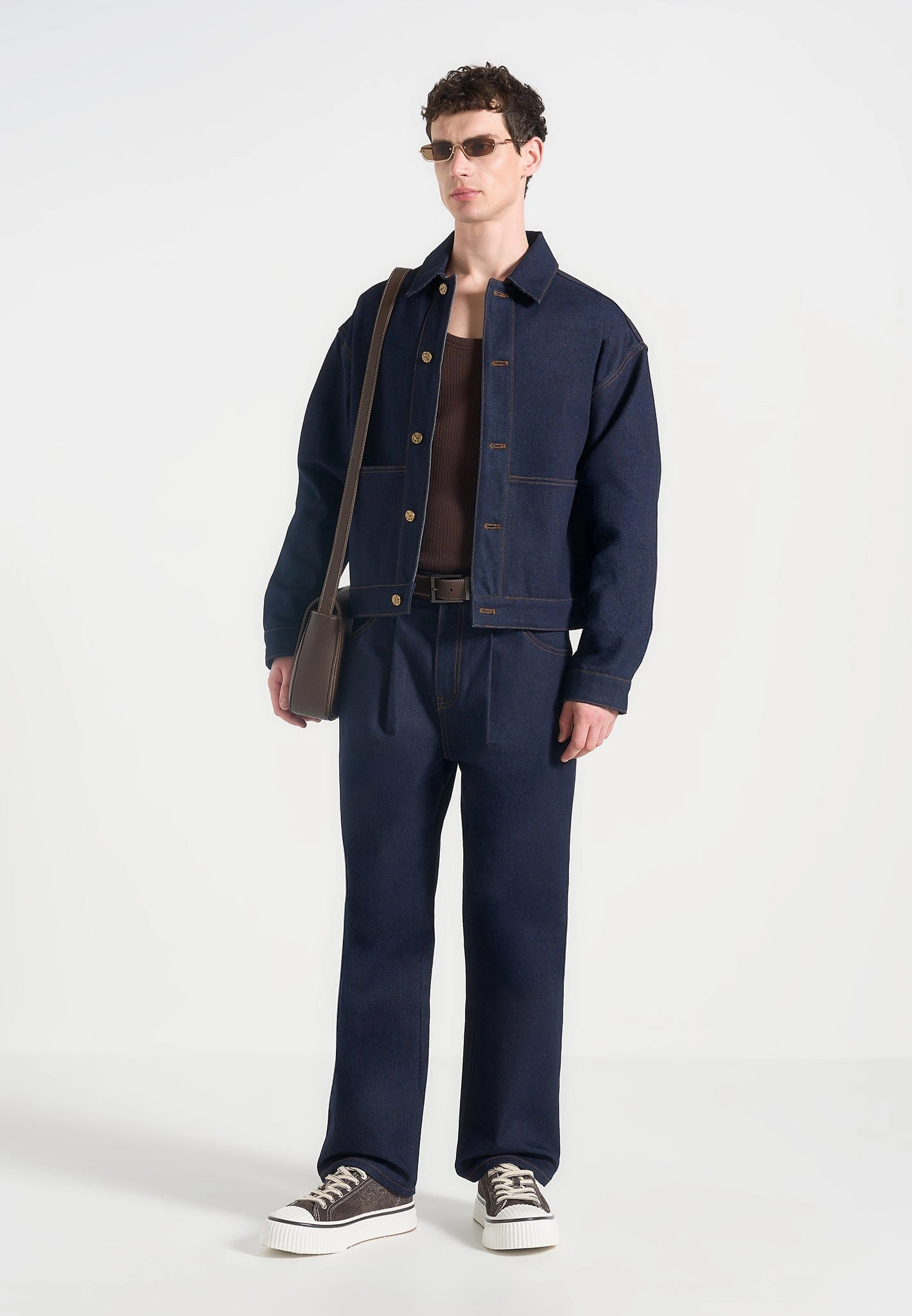 Casual Solution Weekend Style Modern Arnault - Pleated Denim Jeans - Indigo