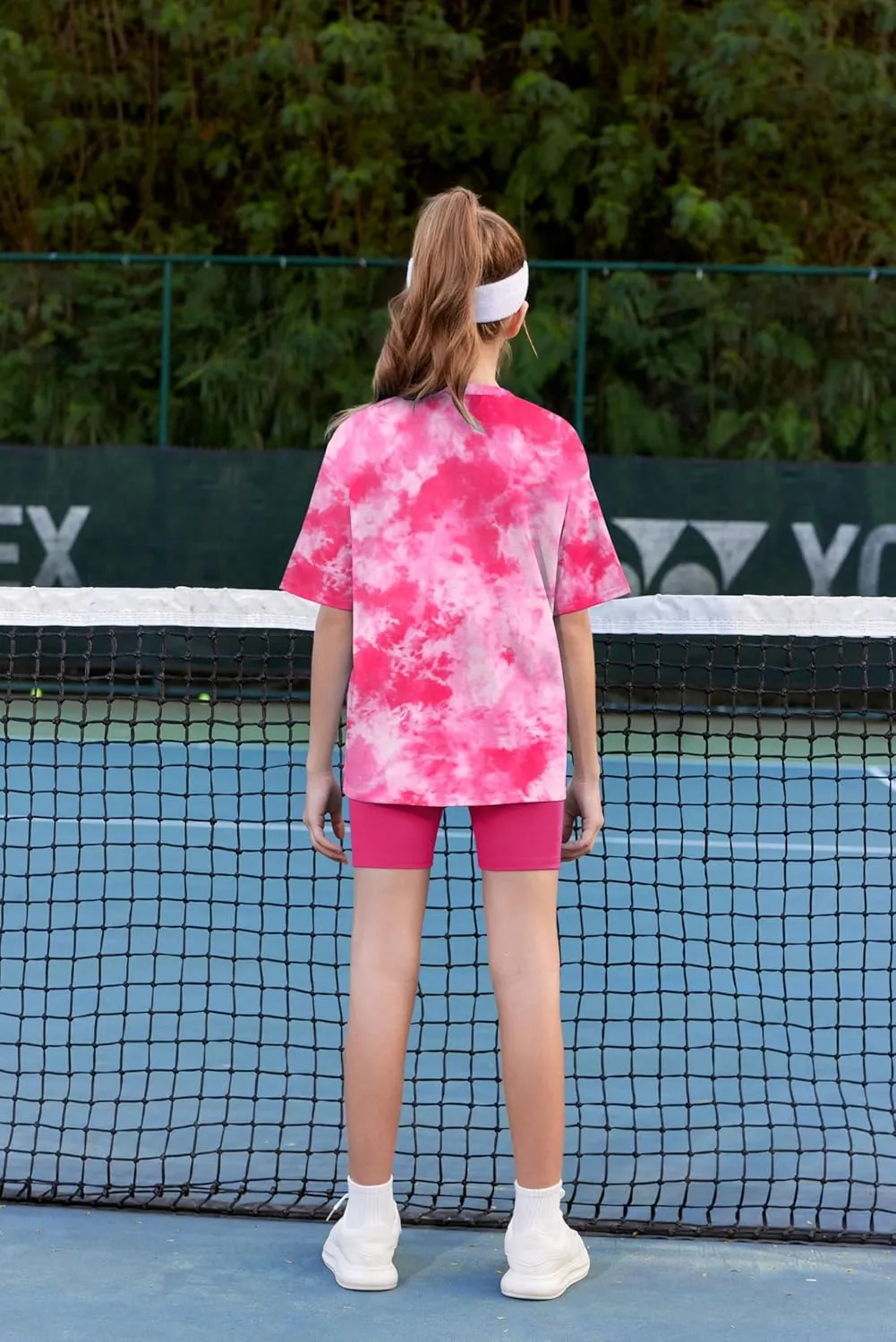 Arshiner Girls 2 Piece Outfits Drop Shoulder T-Shirts and Biker Shorts Sets
