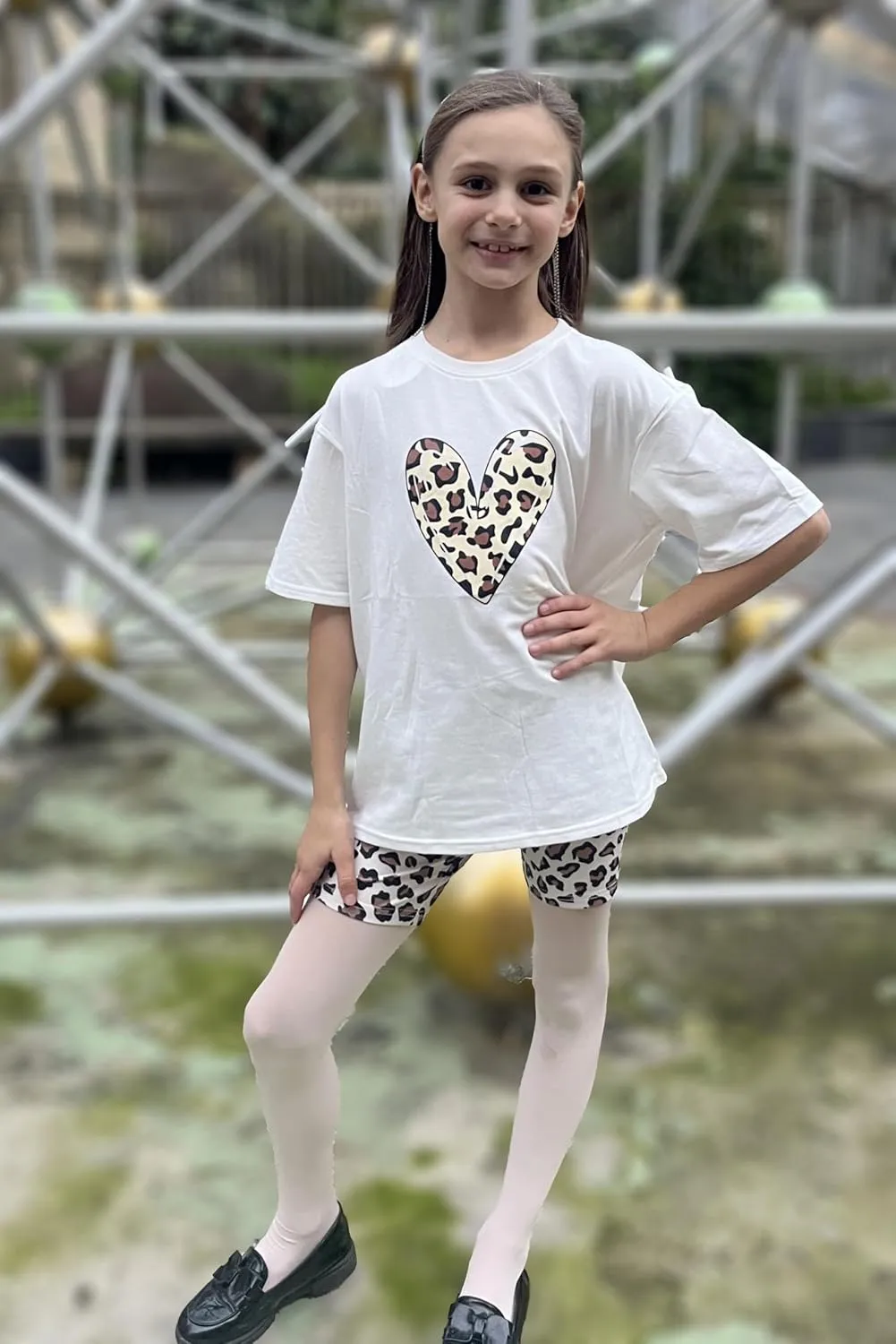 Arshiner Girls 2 Piece Outfits Drop Shoulder T-Shirts and Biker Shorts Sets