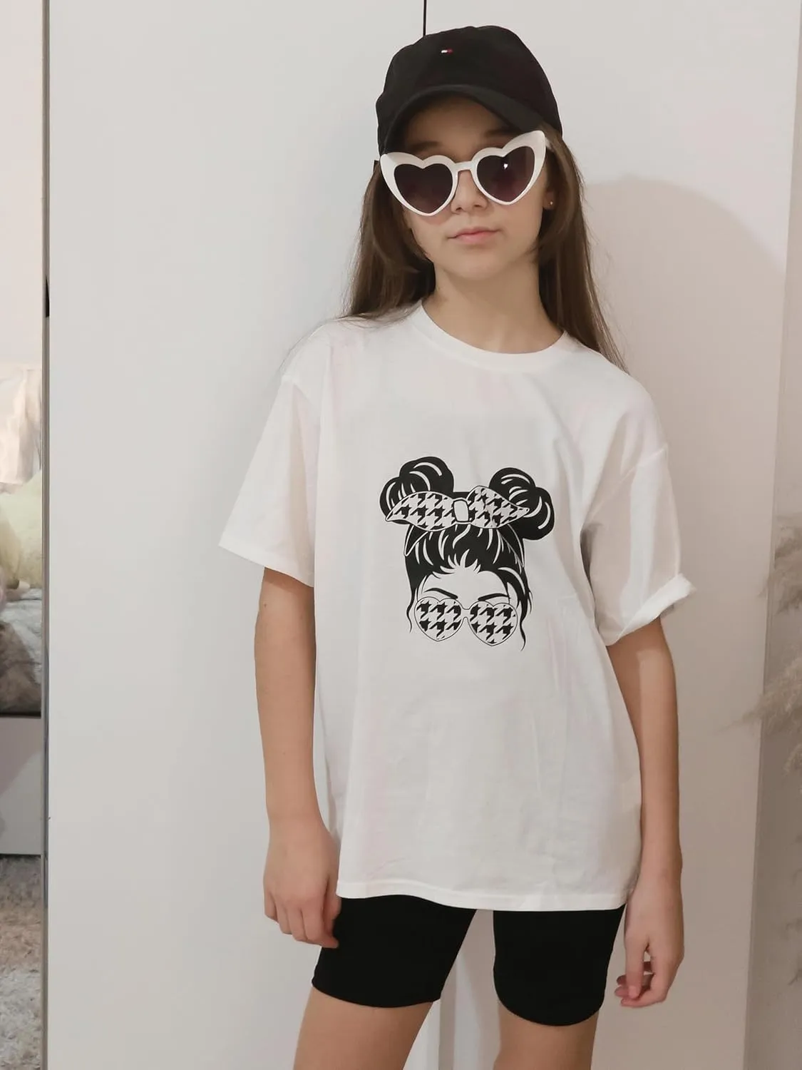 Arshiner Girls 2 Piece Outfits Drop Shoulder T-Shirts and Biker Shorts Sets