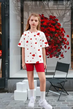 Arshiner Girls 2 Piece Outfits Drop Shoulder T-Shirts and Biker Shorts Sets