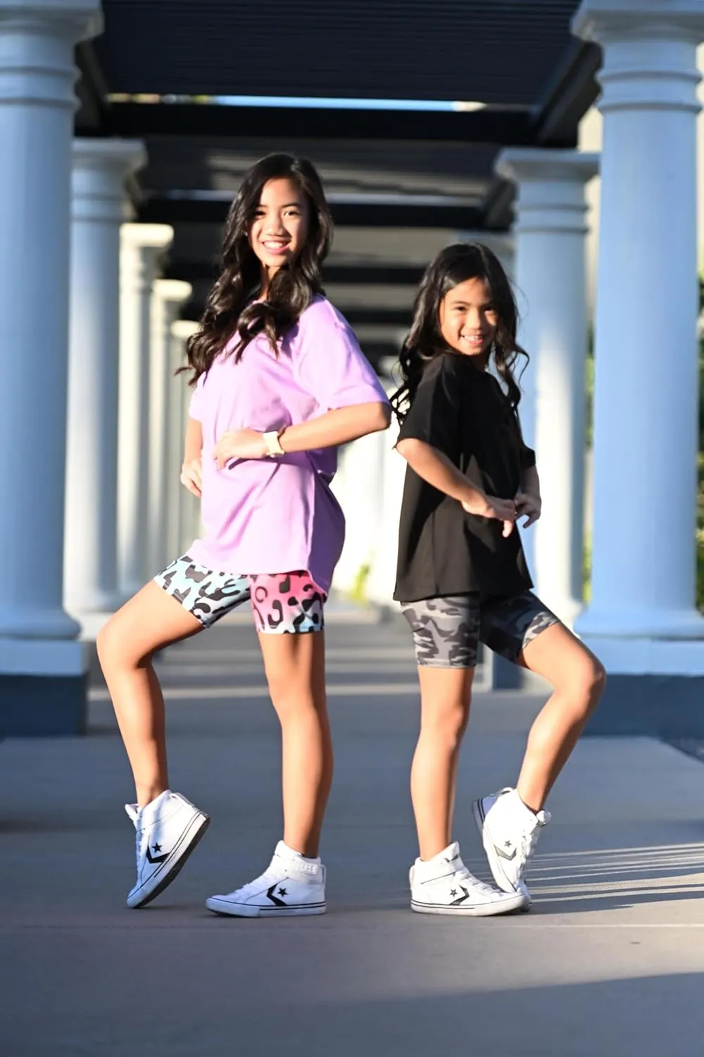 Arshiner Girls 2 Piece Outfits Drop Shoulder T-Shirts and Biker Shorts Sets