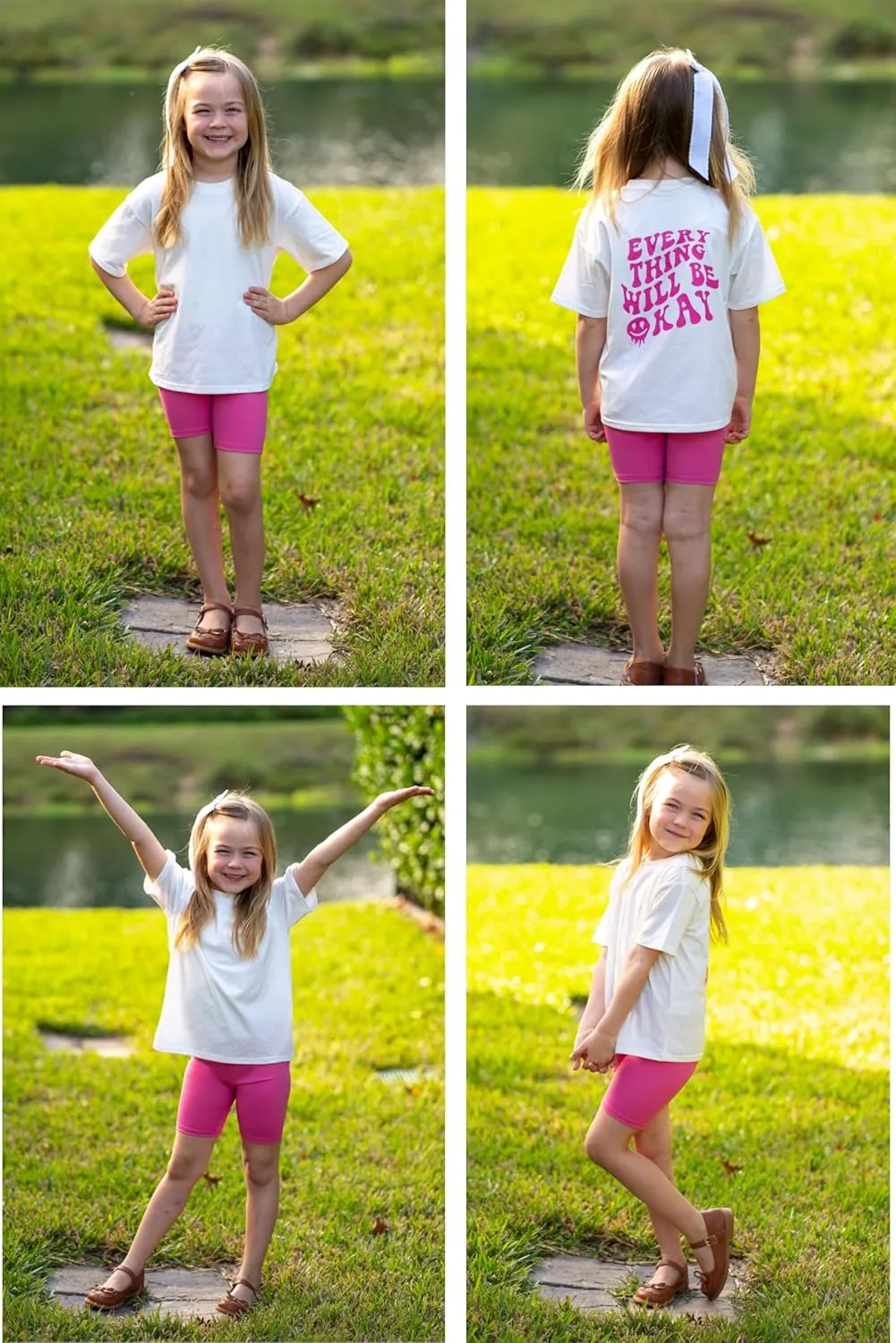 Arshiner Girls 2 Piece Outfits Drop Shoulder T-Shirts and Biker Shorts Sets