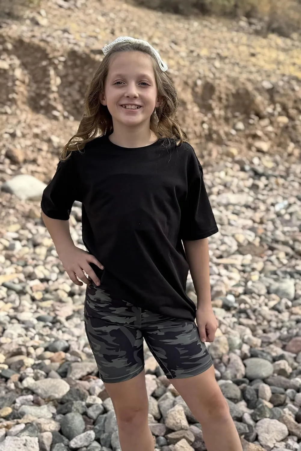 Arshiner Girls 2 Piece Outfits Drop Shoulder T-Shirts and Biker Shorts Sets