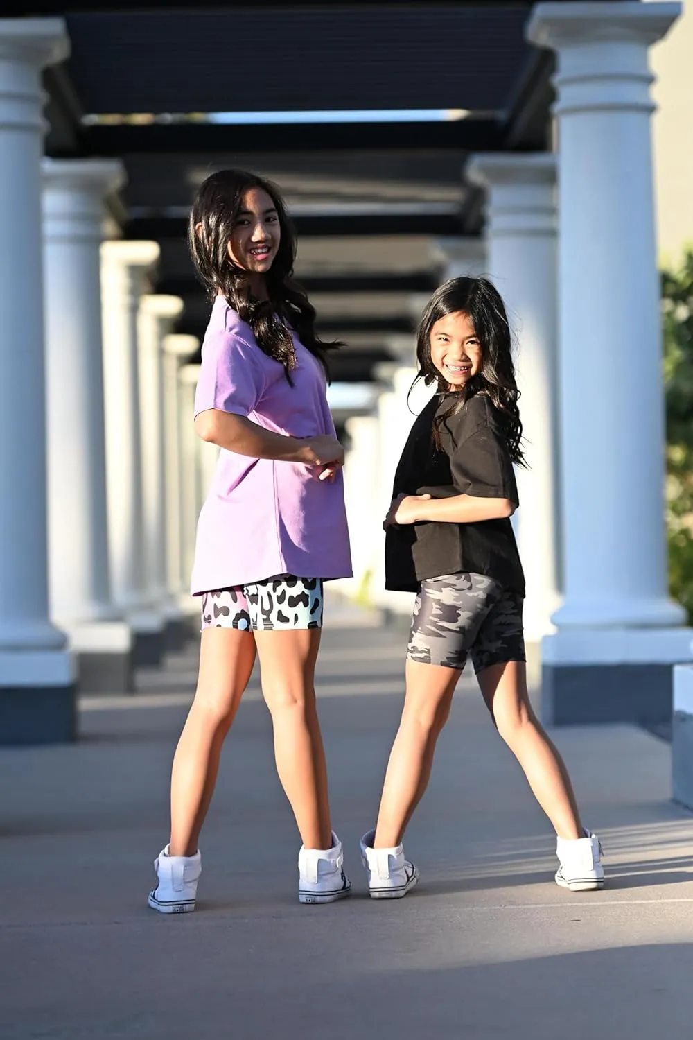 Arshiner Girls 2 Piece Outfits Drop Shoulder T-Shirts and Biker Shorts Sets