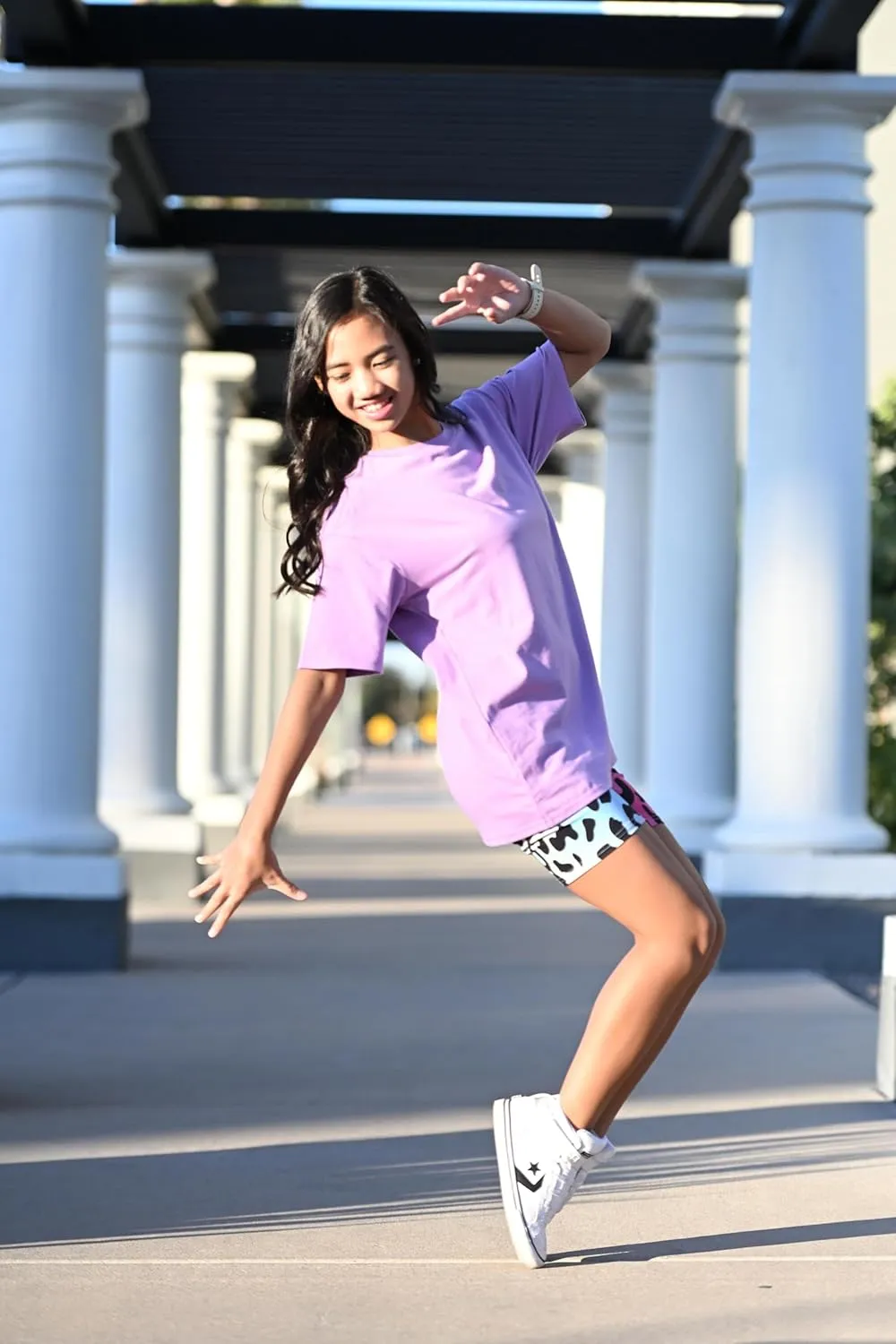 Arshiner Girls 2 Piece Outfits Drop Shoulder T-Shirts and Biker Shorts Sets
