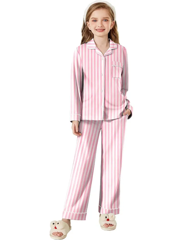 Arshiner Pajamas Set for Girls Plaid Long Sleeve Lounge Set