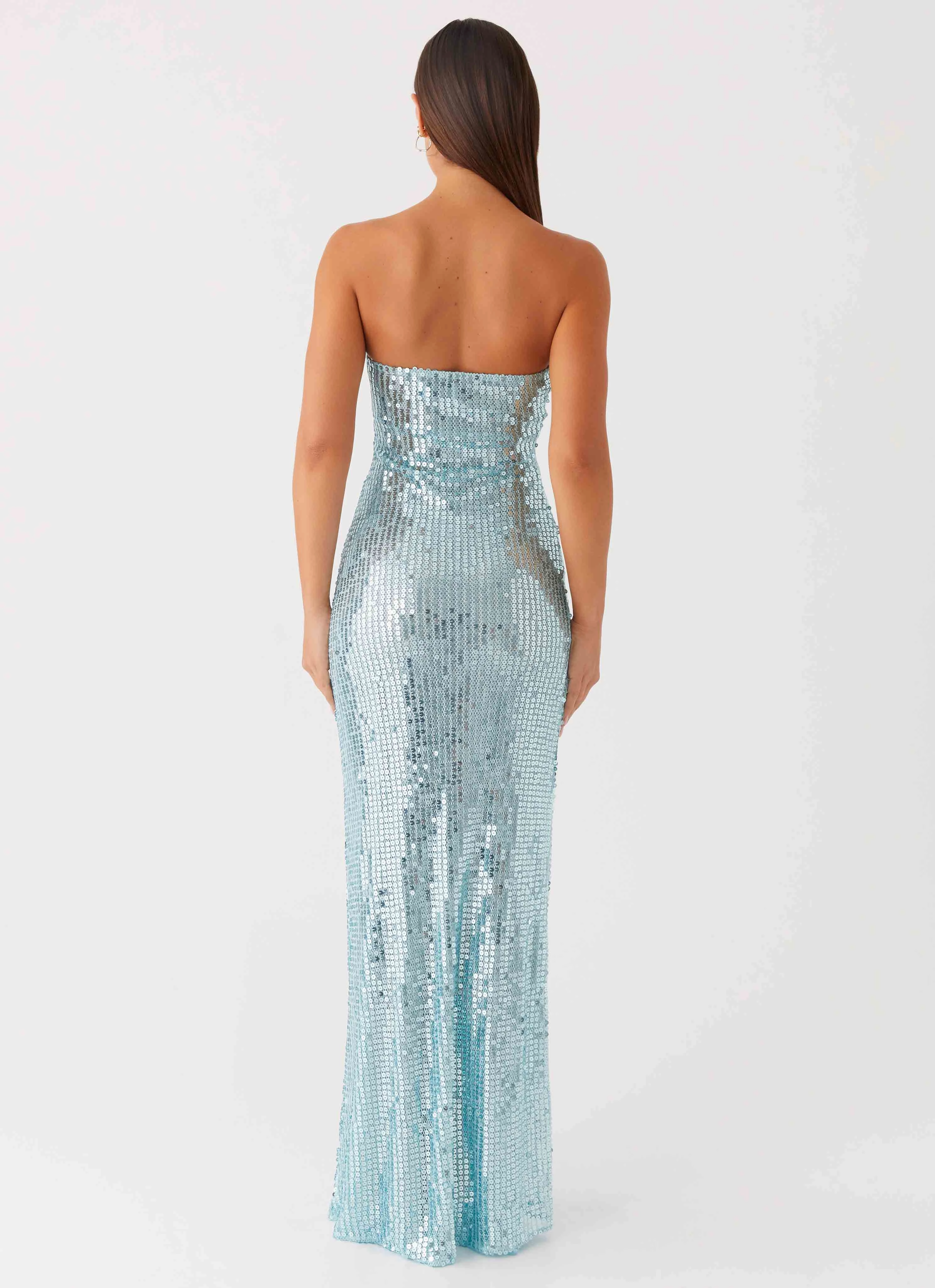 Lyric Sequin Maxi Dress - Turquoise Crisp Texture